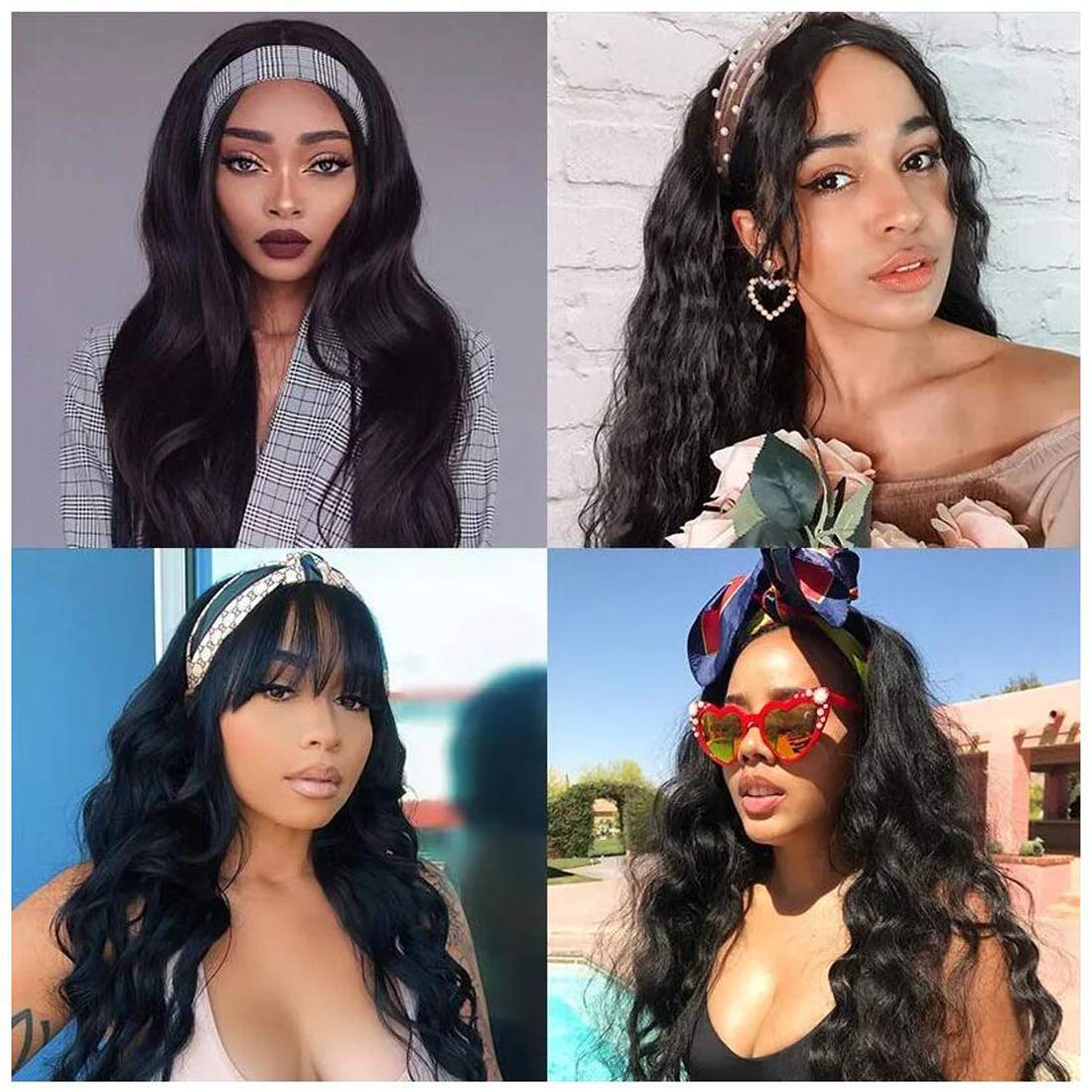 Beauty Forever 20 Inch Body Wave Human Hair Headband Wig 150% Density Pre-attached Scarf - Image 7