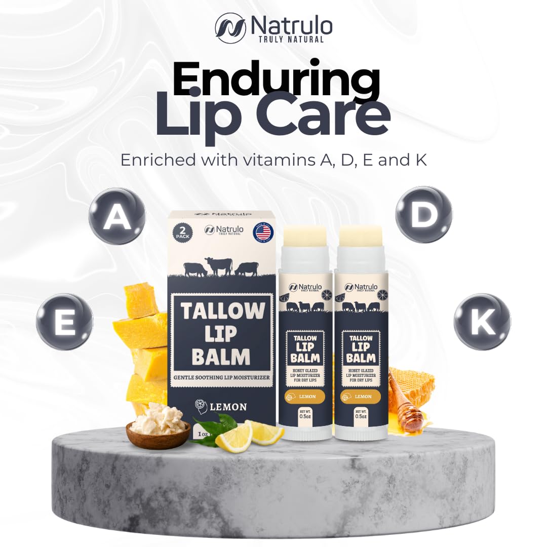 Nourishing 2-Pack Lemon Scented Beef Tallow Lip Balm for Intense Hydration - Image 5