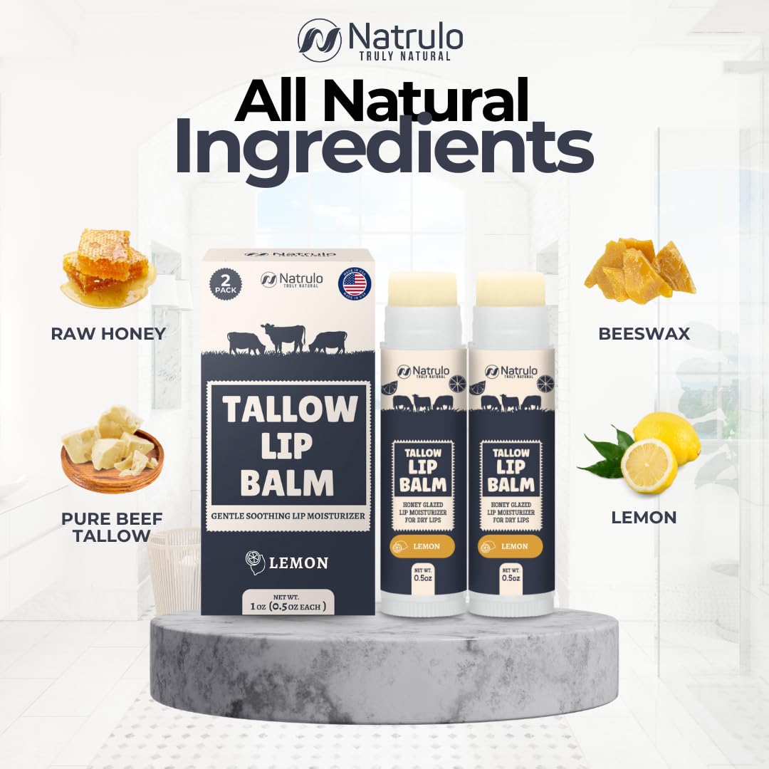 Nourishing 2-Pack Lemon Scented Beef Tallow Lip Balm for Intense Hydration - Image 6