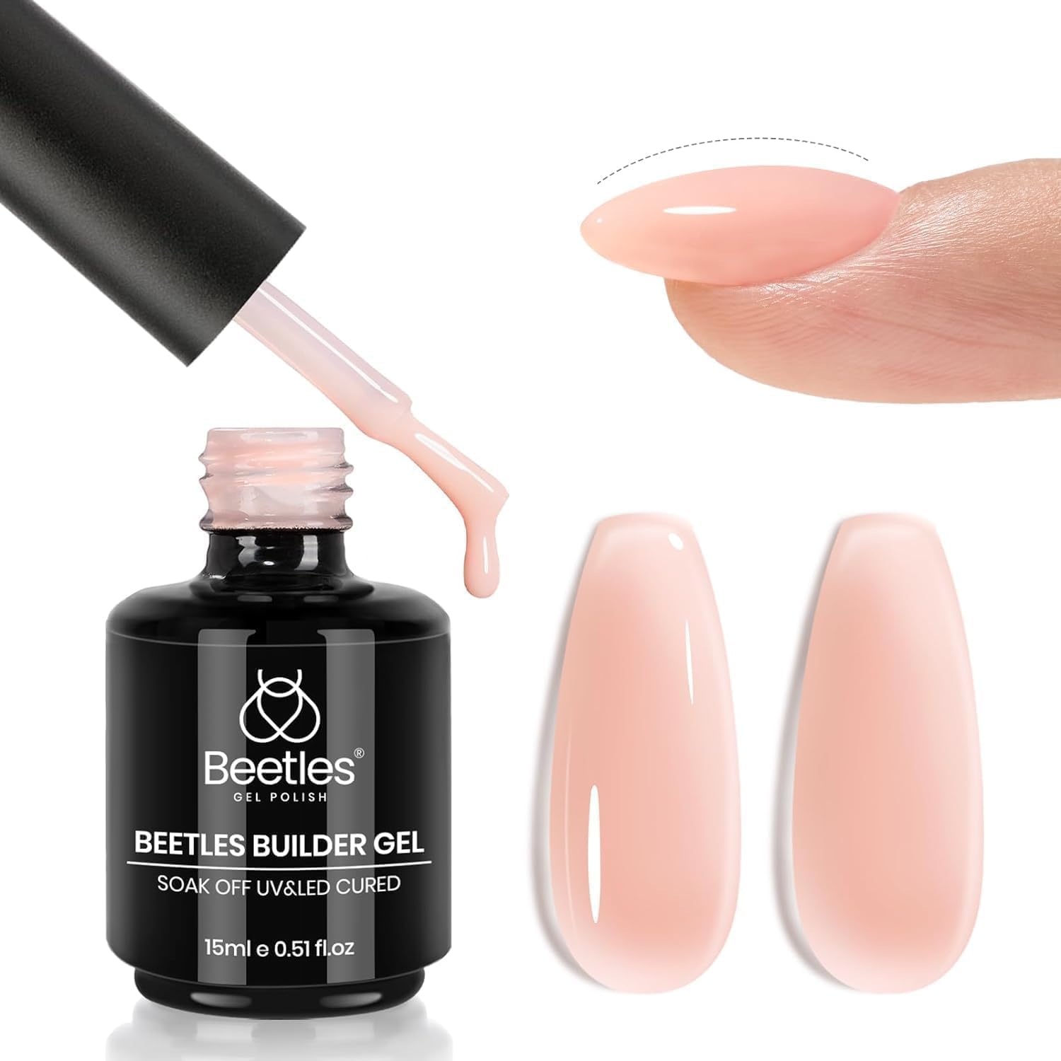 Beetles 0.51 OZ 7-in-1 Nude Jelly Builder Gel for Nail Extensions and Strengthening - Image 8