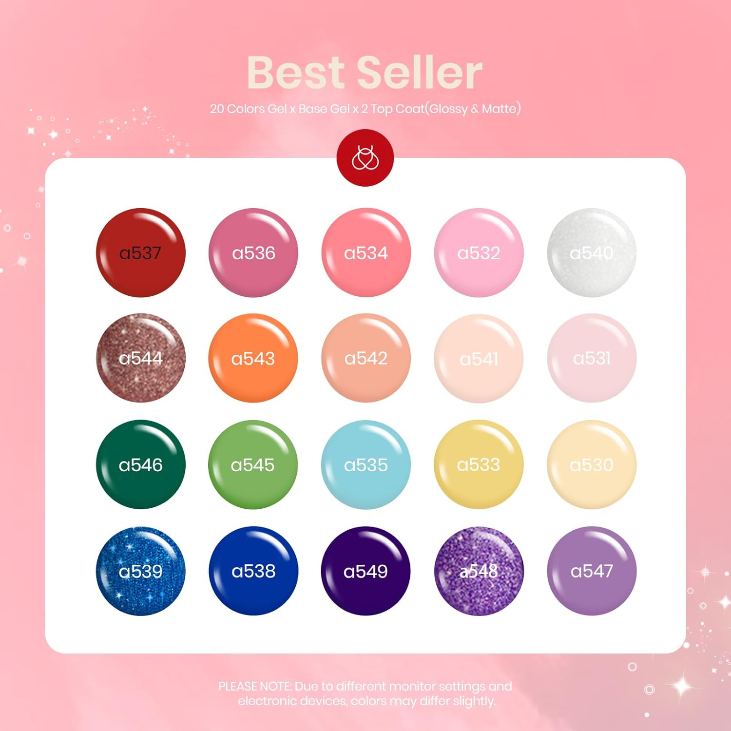 Beetles 23-Piece Summer Gel Nail Polish Kit with Base and Top Coat for Women - Image 2
