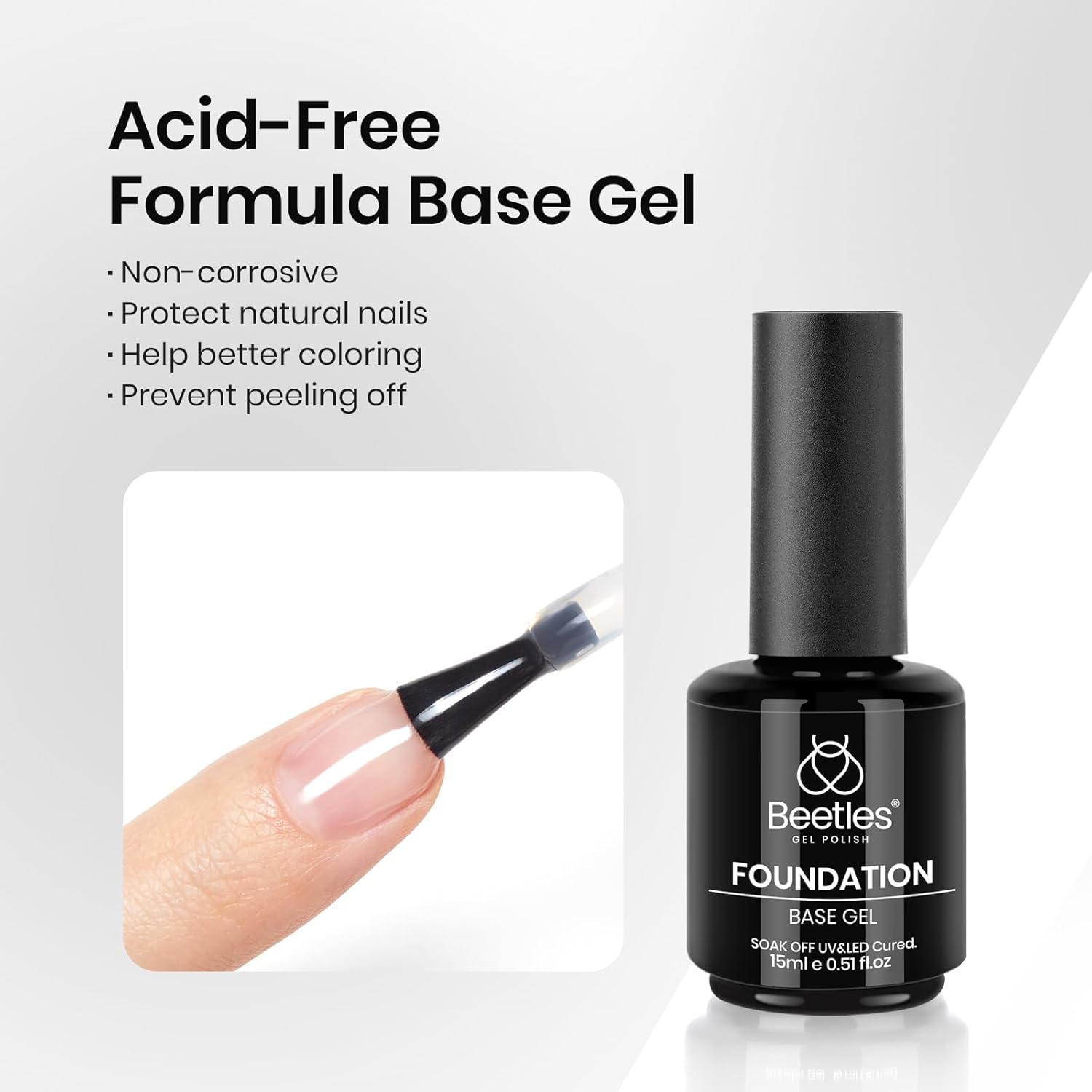 Beetles 3 Pc Gel Nail Polish Kit: Black Base Coat Top Coat Long Lasting Shine - Image 8