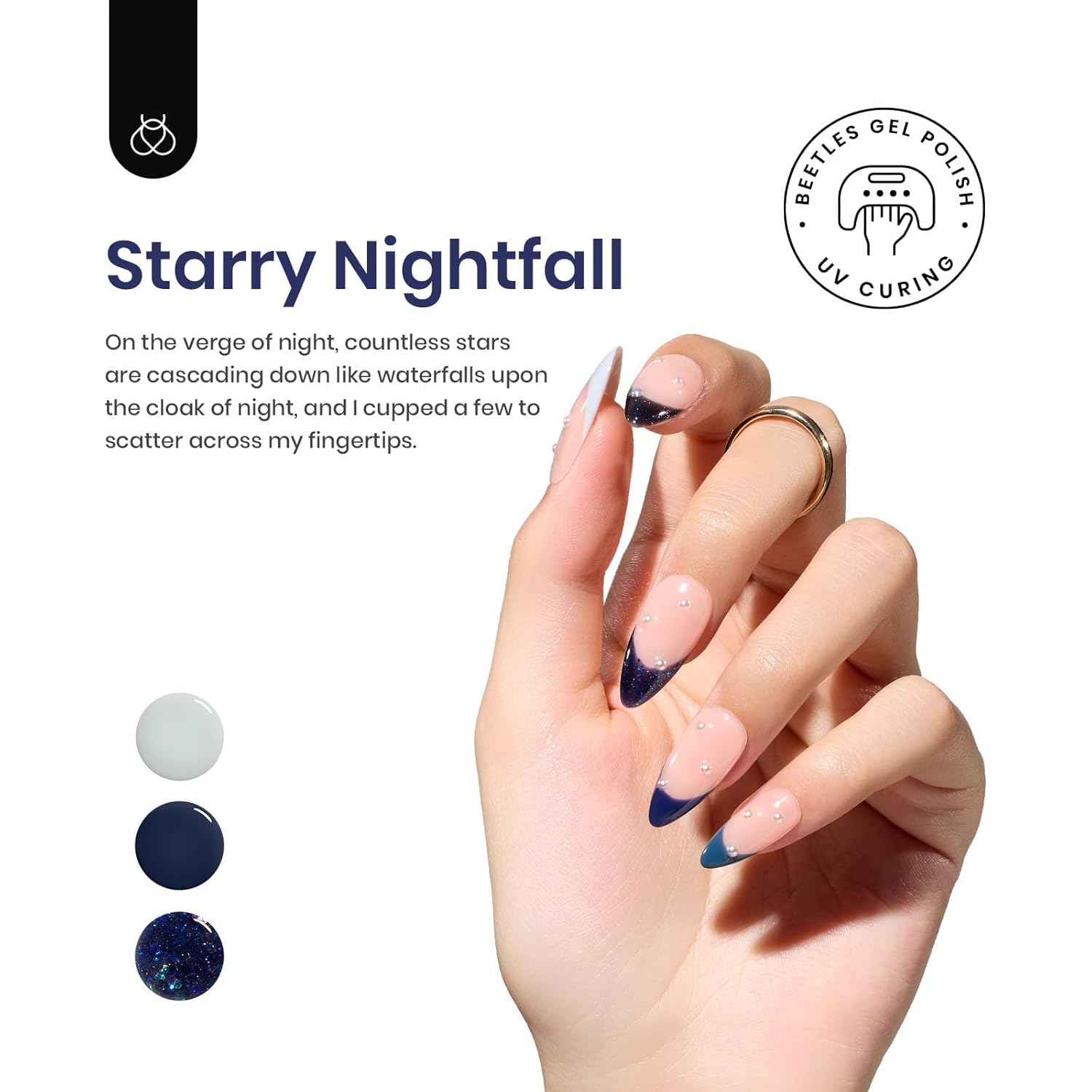 Beetles 6-Color Glitter Blue Gel Nail Polish Set for Home DIY Nail Art - Image 3