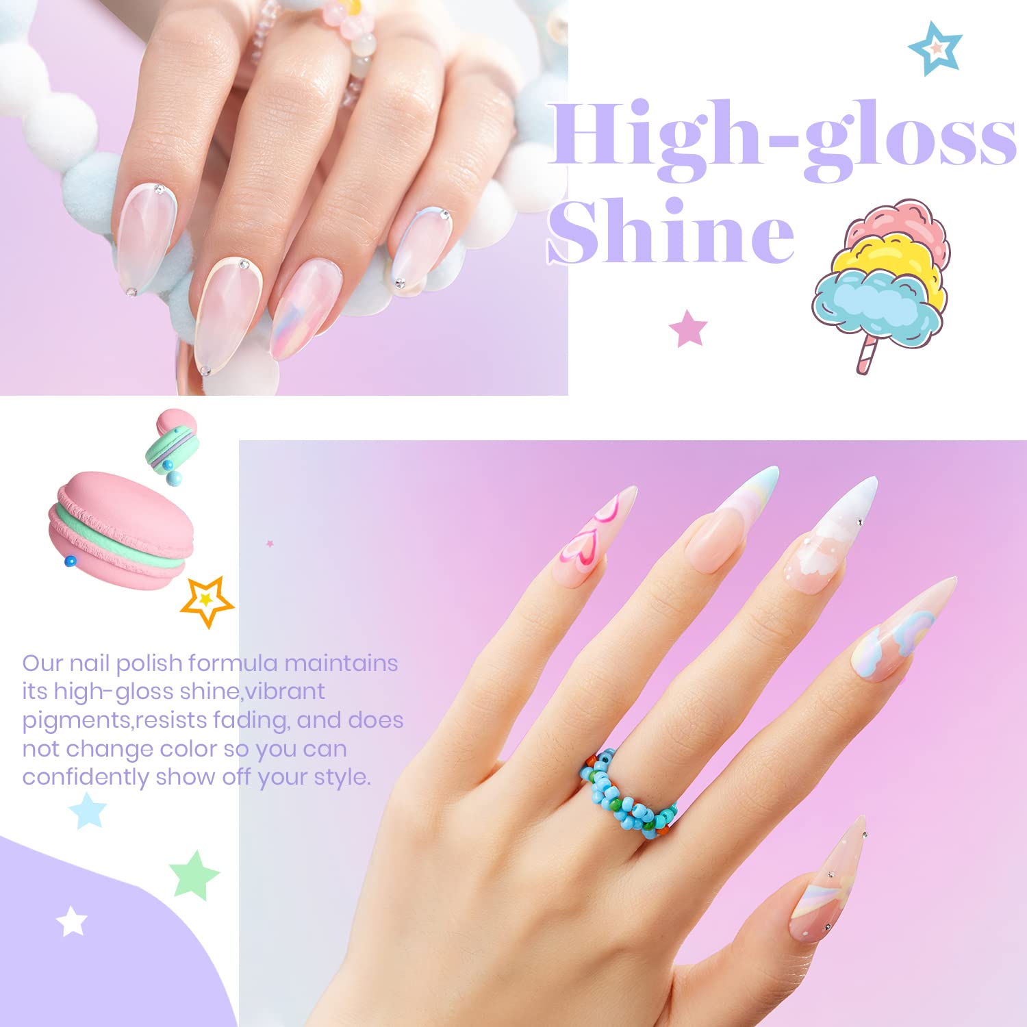 Beetles 6 Colors Pastel Gel Nail Polish Set, Macaron Shades for DIY Home Salon - Image 3
