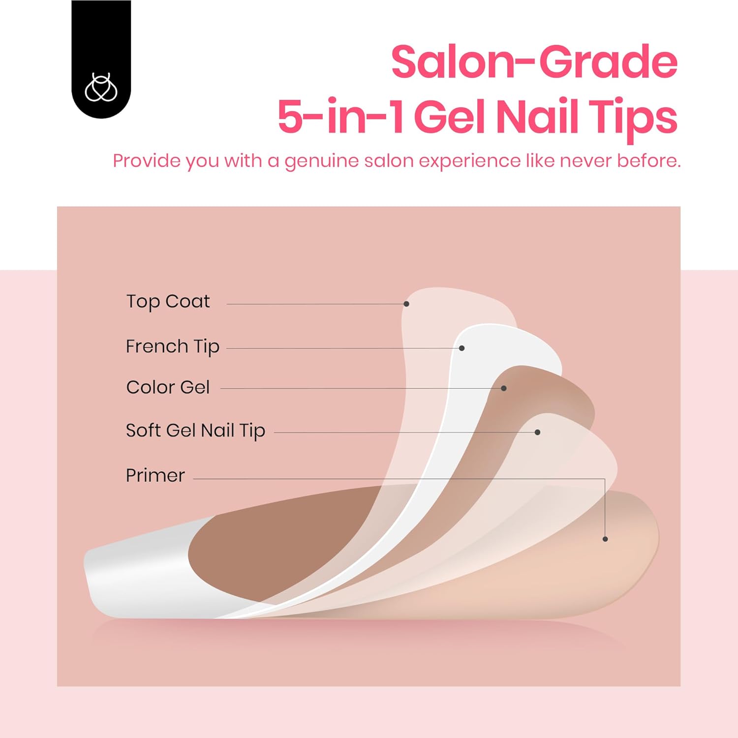 Beetles 60 Pc Brown French Tip Press On Nails - 15 Sizes, Reusable Acrylic - Image 4