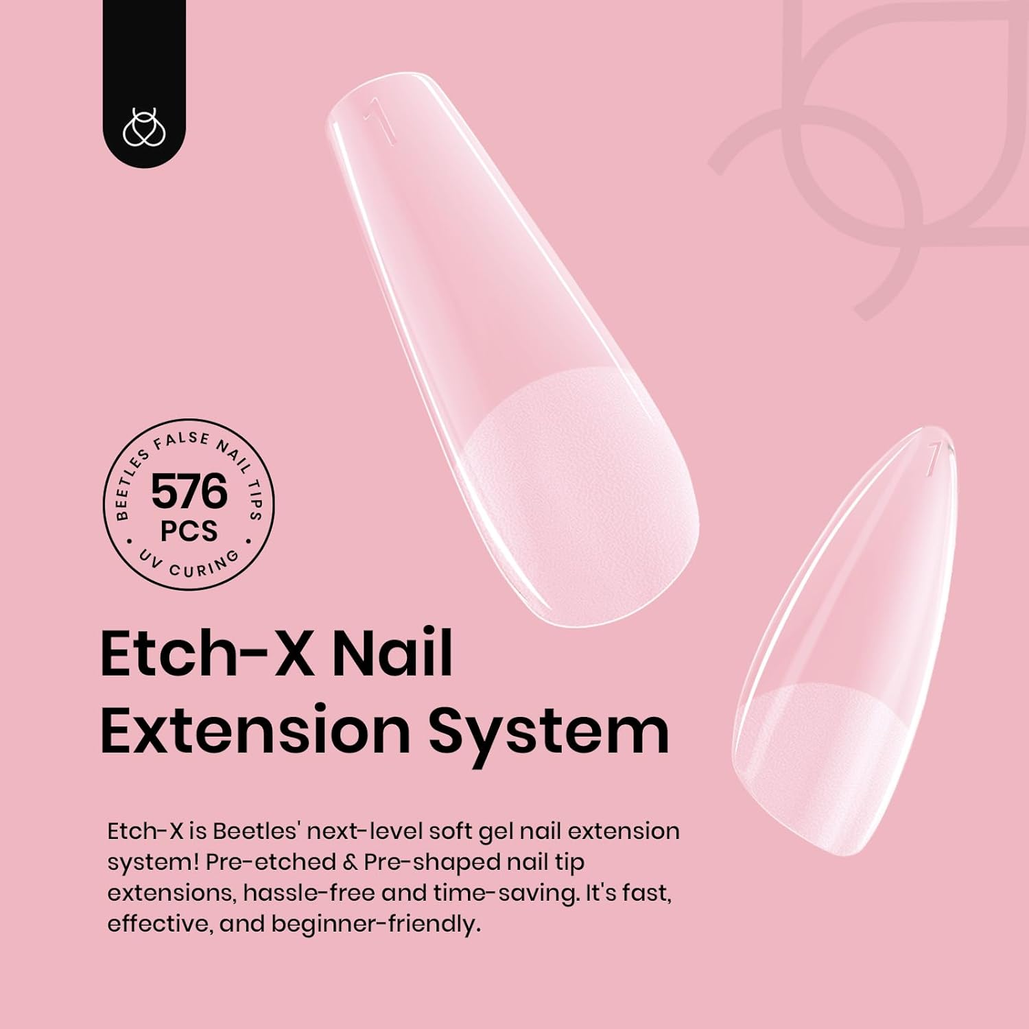 Beetles 576pcs Extra Short Coffin Gel Nail Tips Set in 12 Sizes for Women - Image 2