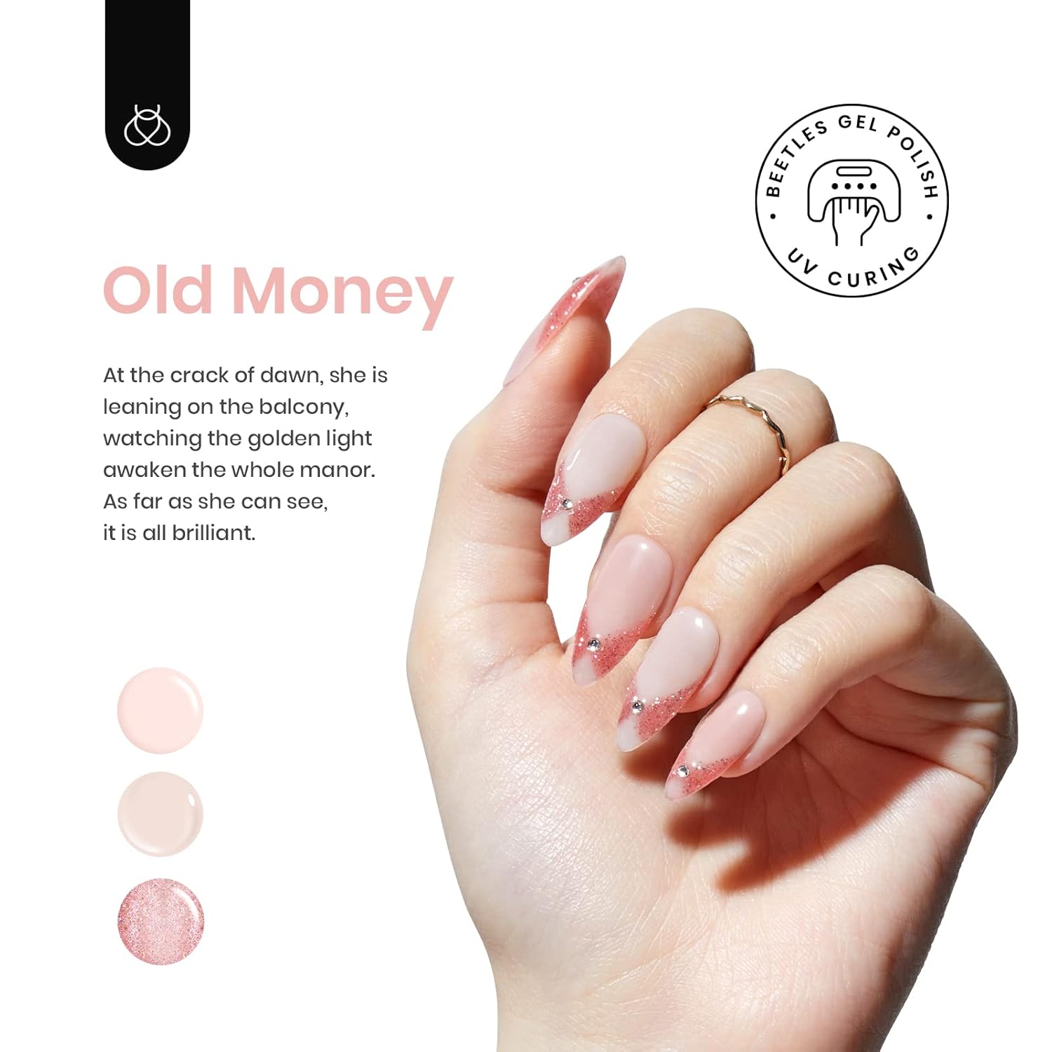 Beetles Gel Nail Polish Kit 6 Colors Pink Champagne Glitter Nude Pink Cream for Women Girls - Image 3