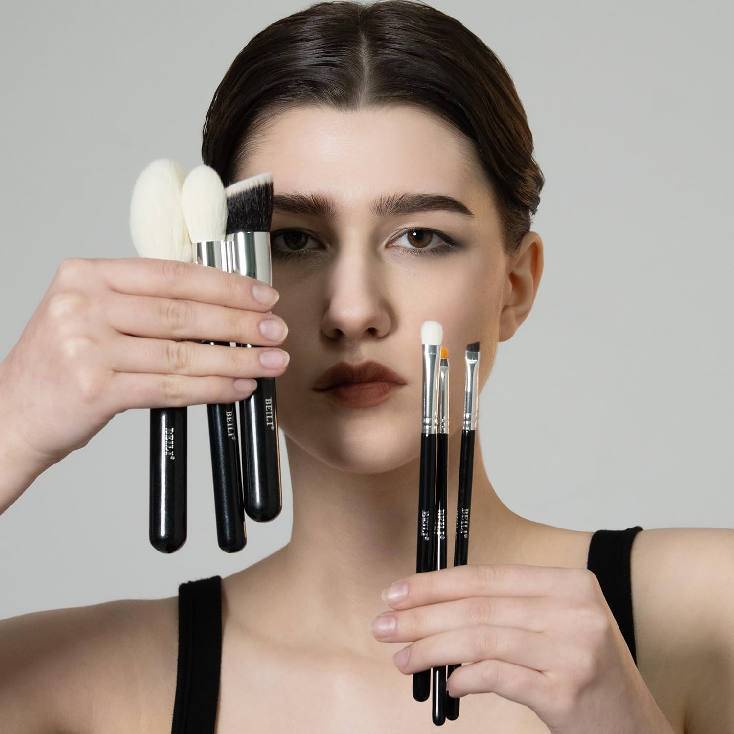 BEILI 30-Piece Black Professional Makeup Brush Set with Synthetic Kabuki and Eye Brushes - Image 3