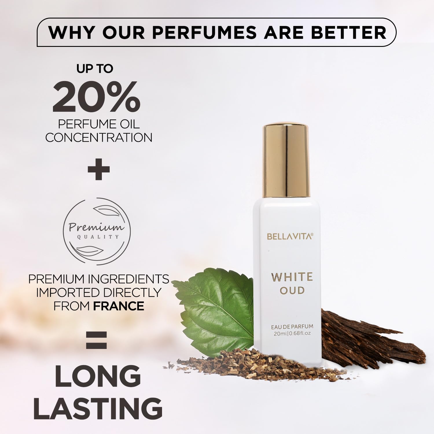 BellaVita Luxury White Oud Eau de Parfum for Women, Travel Size 20 ml, Vanilla Amber Musk Jasmine Notes - Image 4
