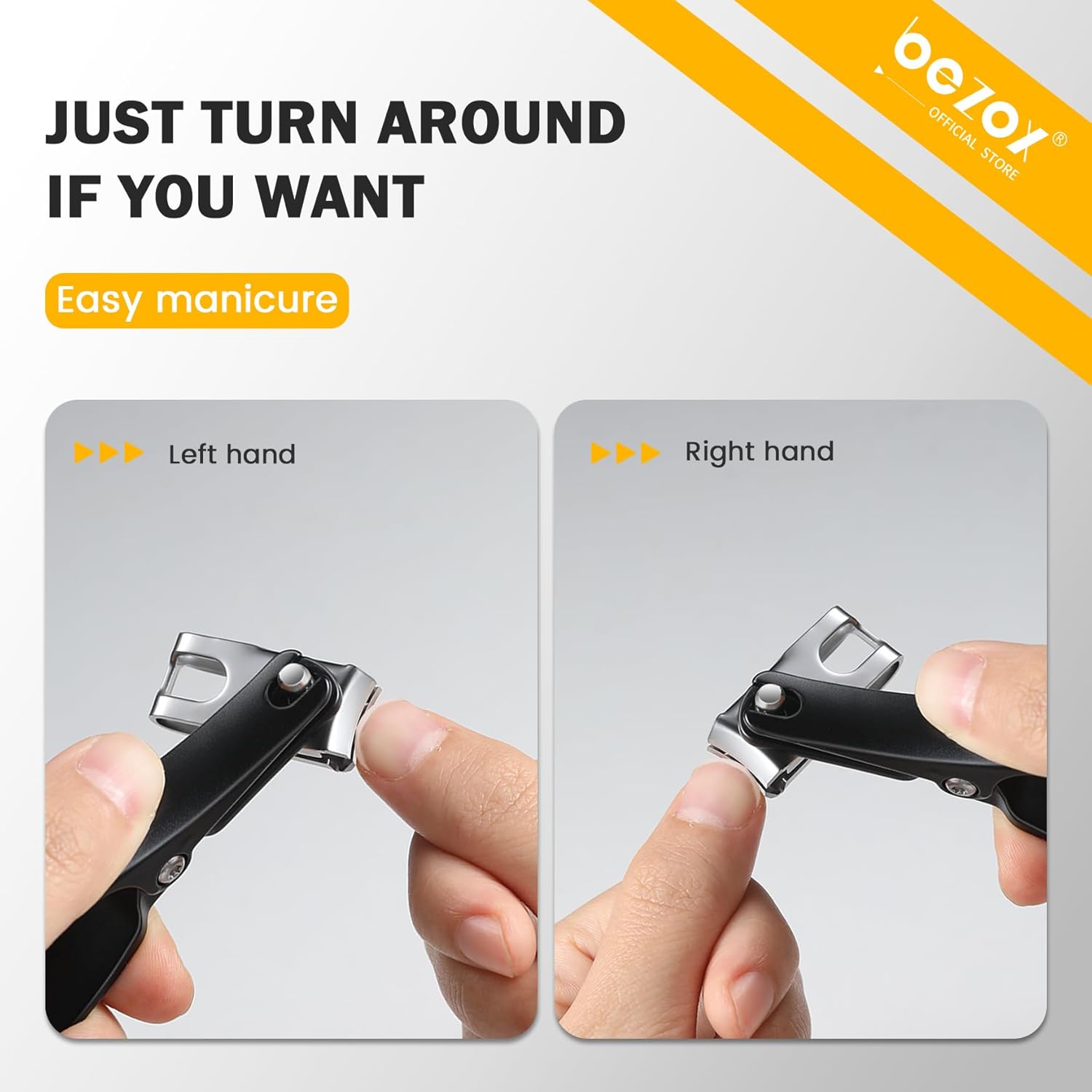 BEZOX Long Handle Toenail Clippers for Seniors, 360° Rotating Jaw, Ergonomic Grip, Stainless Steel - Image 3