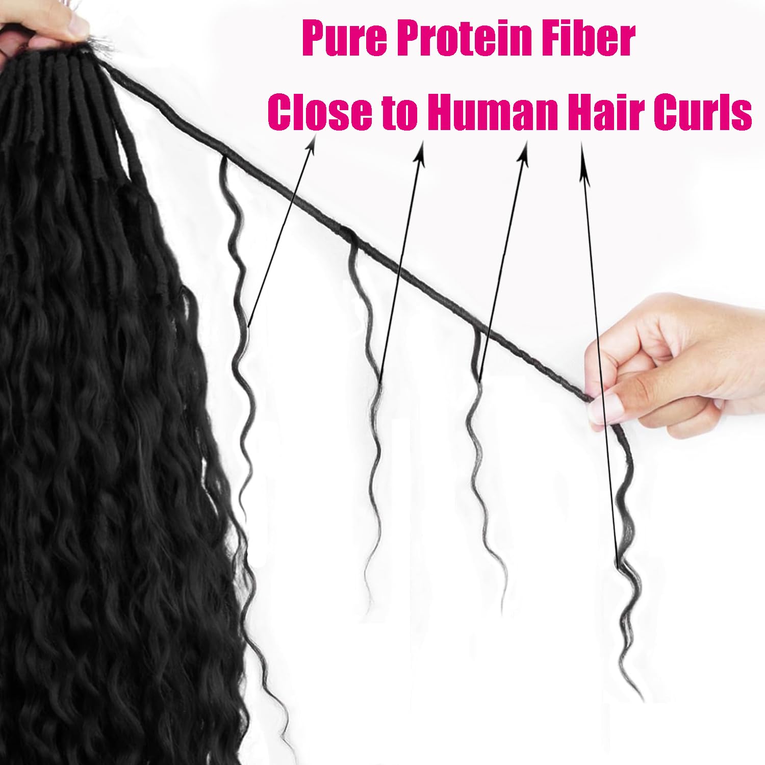 Boho Faux Locs 24 Inch Pre-Looped Crochet Hair with Curly Protein Fiber for Women - Image 2