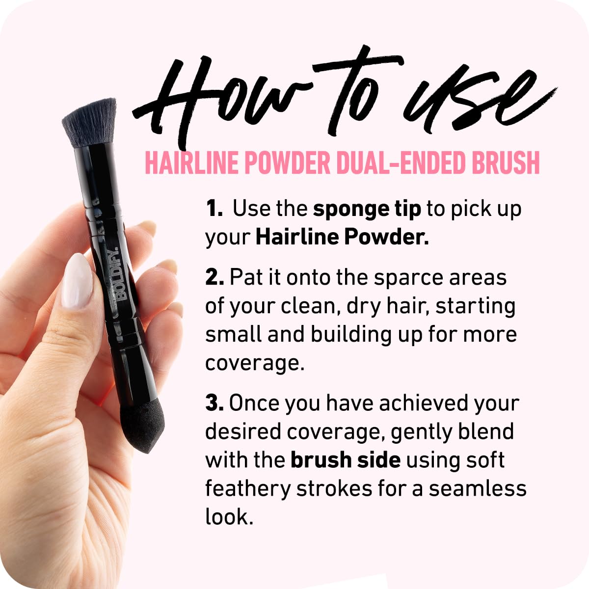 BOLDIFY Dual-Ended Hairline Powder Brush and Sponge Tip Blending Tool Set, Black - Image 8