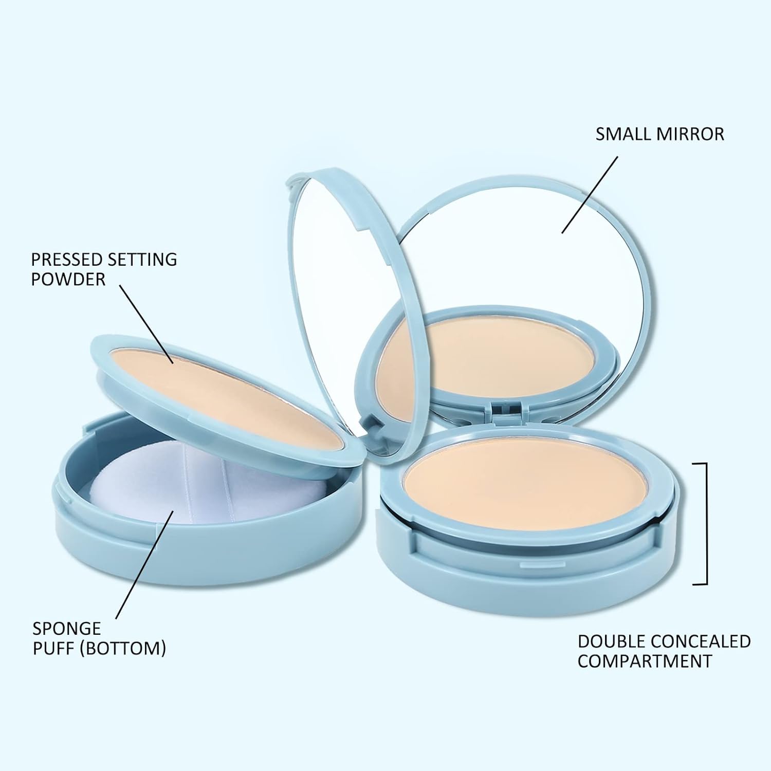 Boobeen Translucent Matte Pressed Setting Powder Compact, 10g Lightweight Baking Formula - Image 4