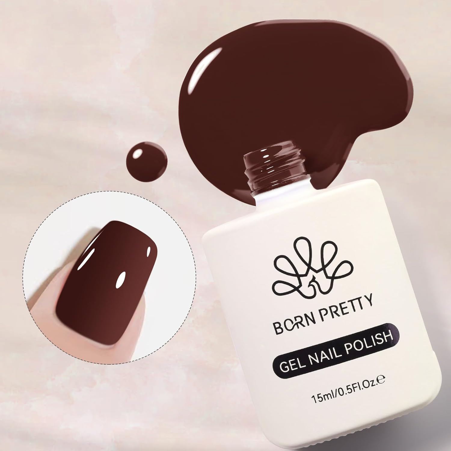 BORN PRETTY 15ML Dark Brown Gel Nail Polish for Fall Winter Mocha Caramel Nail Art - Image 9