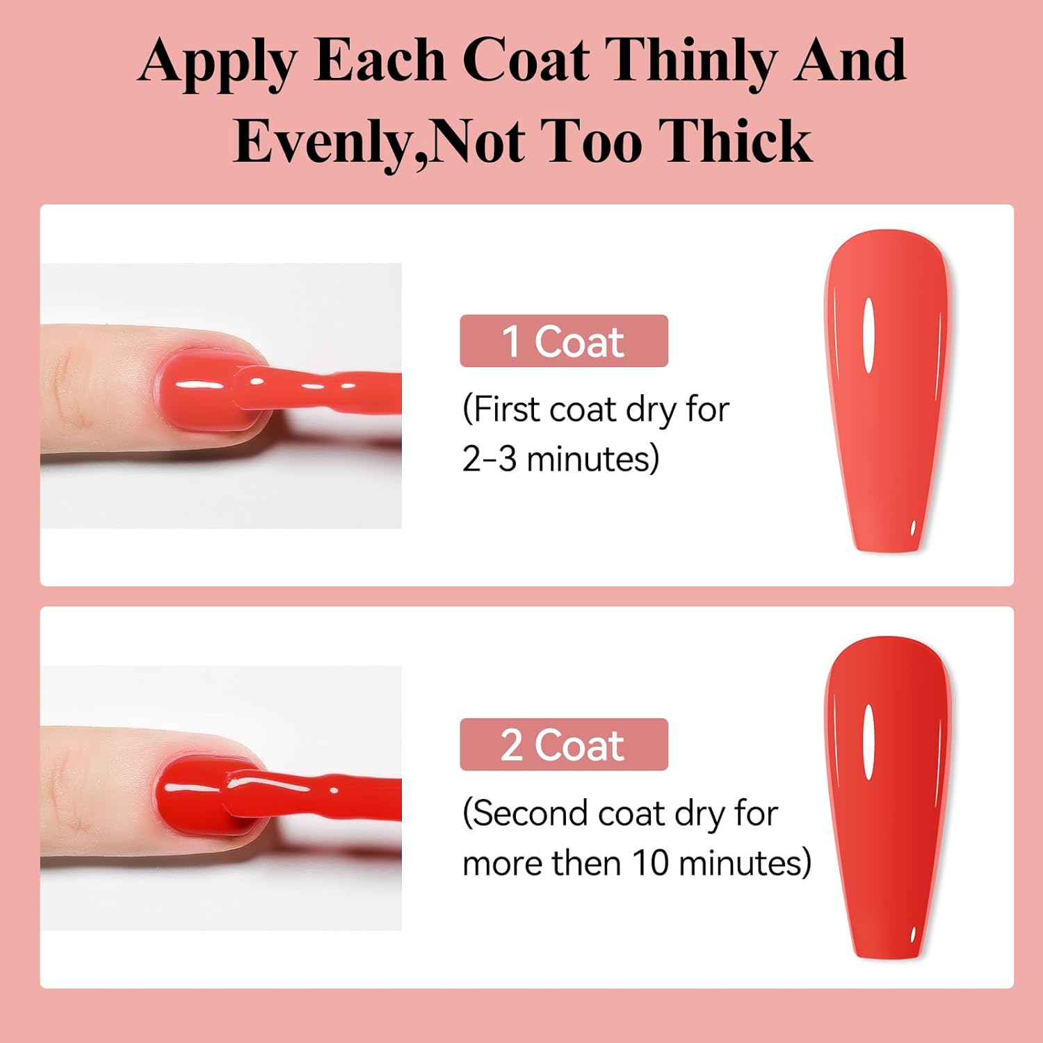 Vibrant Red Quick Dry Nail Polish 12ML Long Lasting Non-Gel Lacquer - Image 2