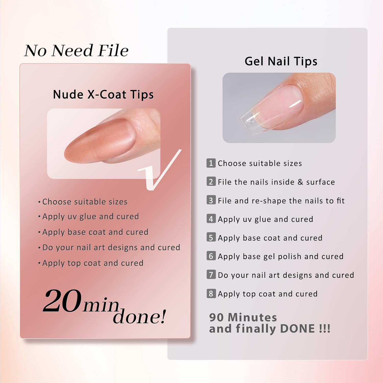 BTArtbox 150 Medium Almond Soft Gel Nail Tips Kit Brown with Glue and Lamp - Image 5