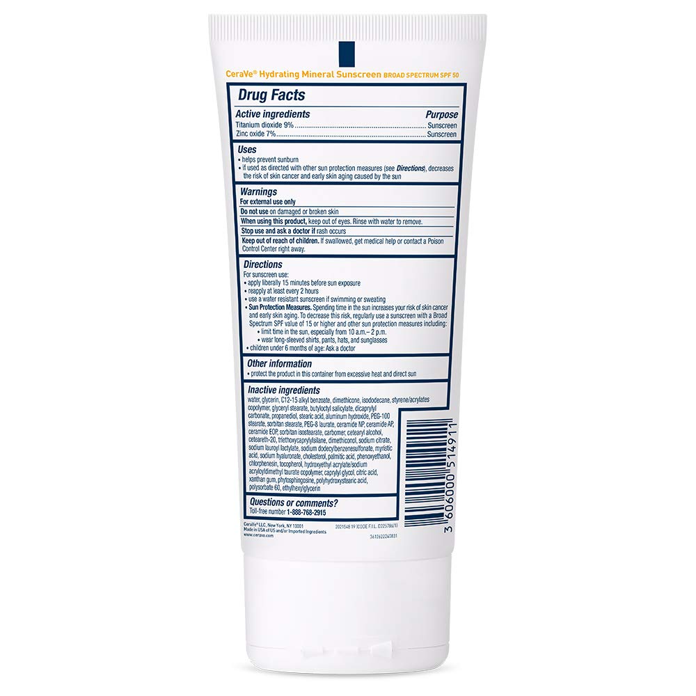 CeraVe 5 oz Mineral Sunscreen SPF 50 with Zinc Oxide, Titanium Dioxide, and Ceramides - Image 10