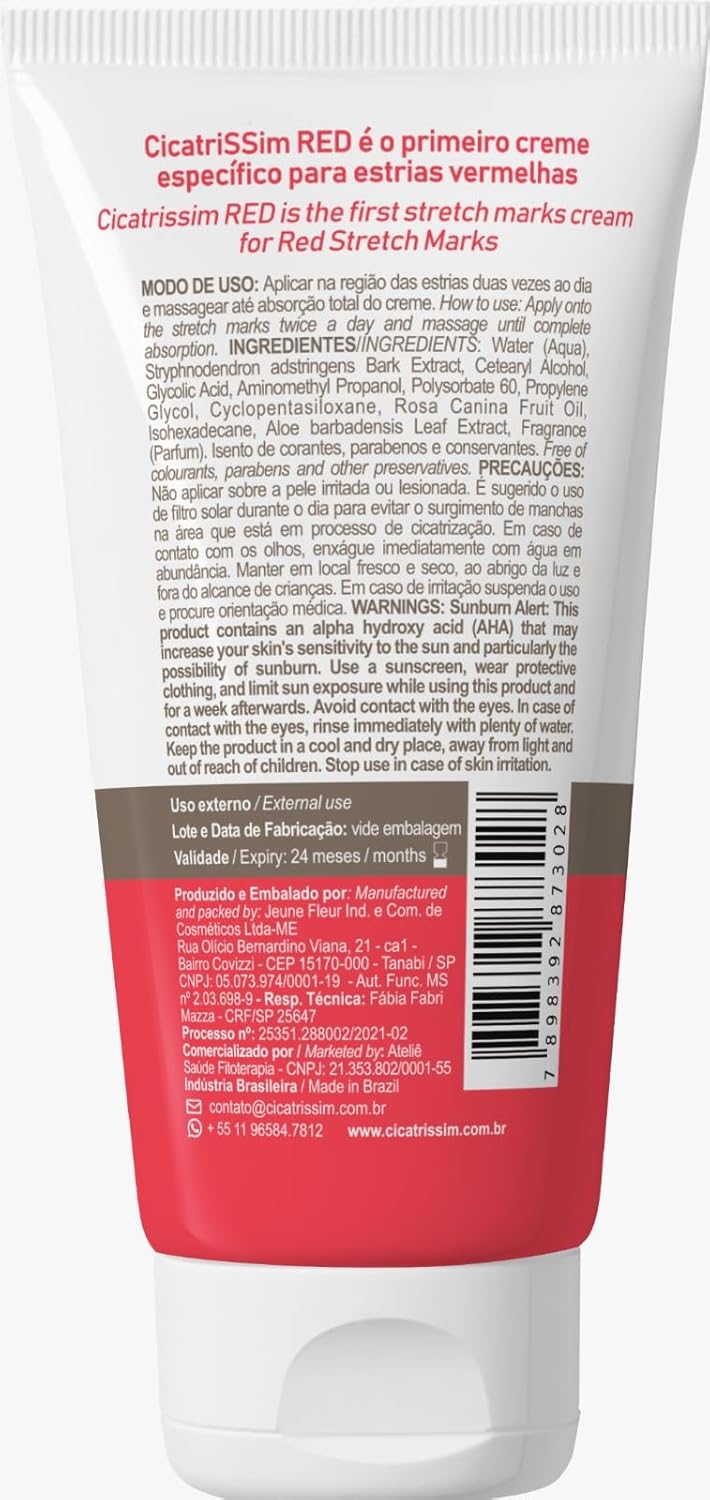 Cicatrissim Red Stretch Mark Removal Cream 100ml for All Skin Types - Image 2
