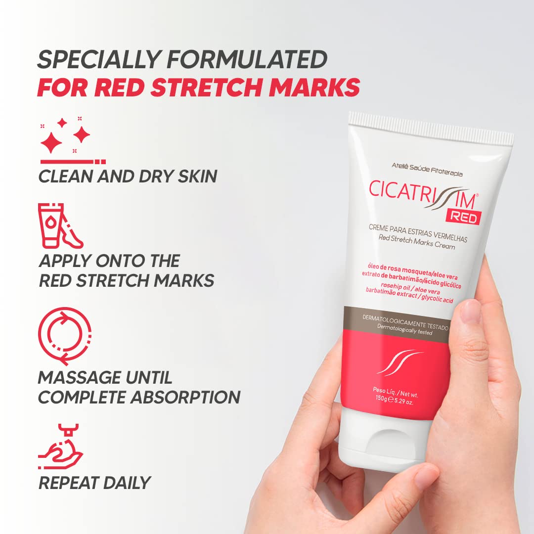 Cicatrissim Red Stretch Mark Removal Cream 100ml for All Skin Types - Image 5