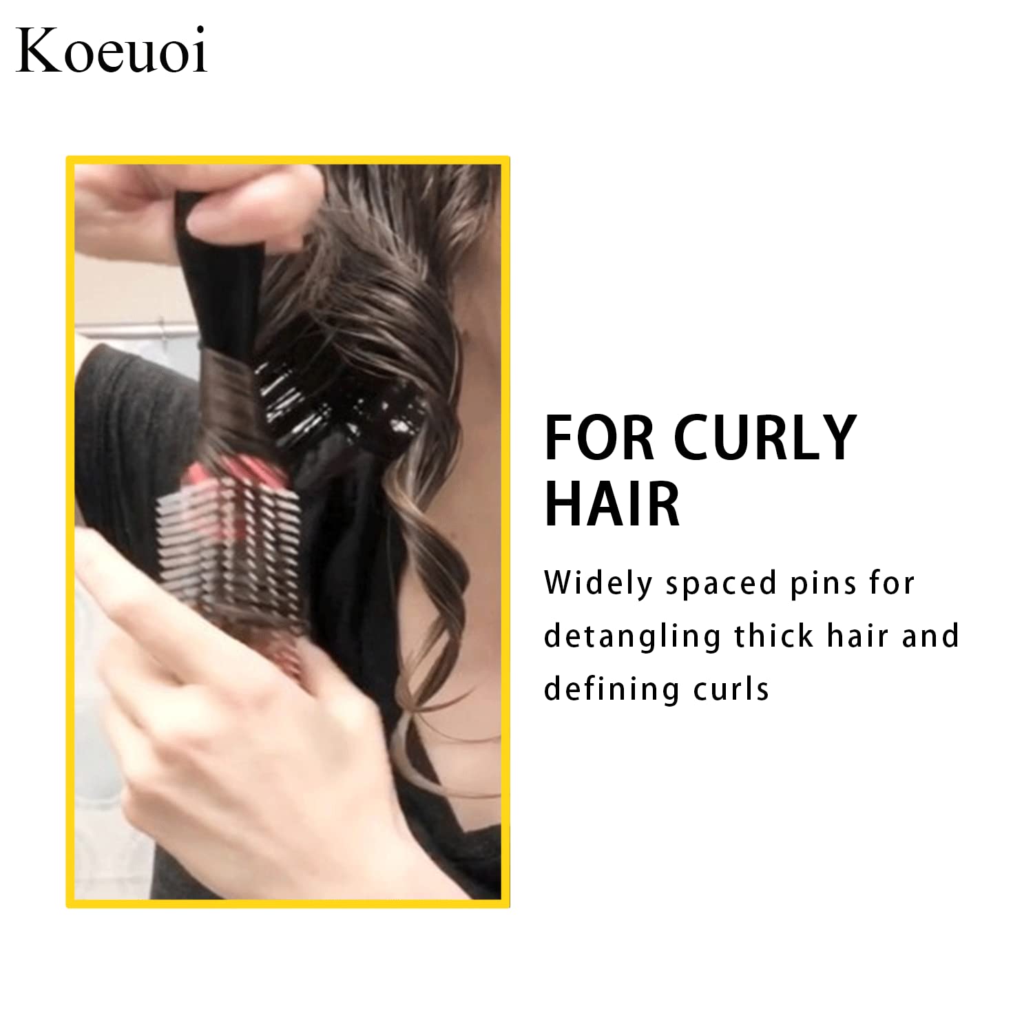 9 Row Black Curly Hair Brush for Effortless Detangling and Shaping Wet or Dry Hair - Image 3