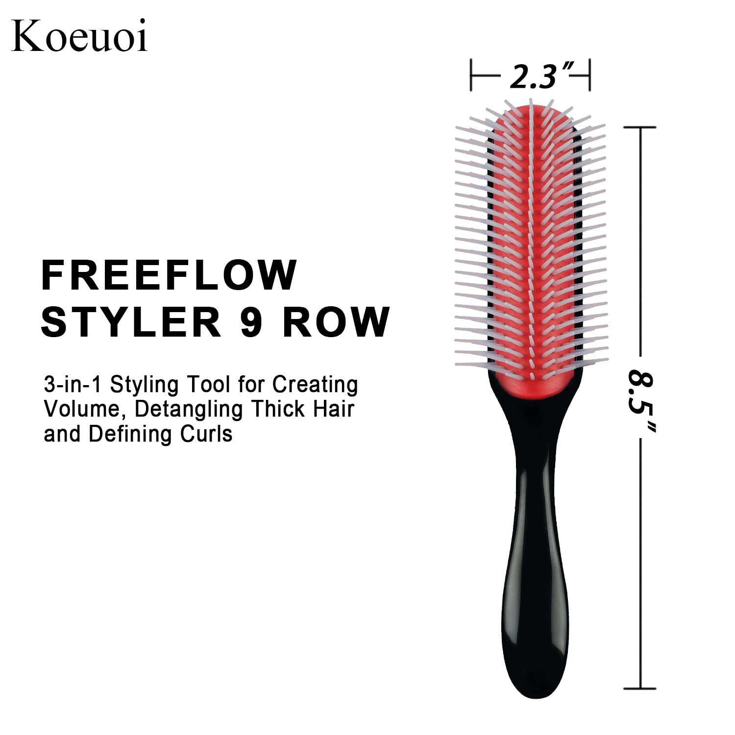 9 Row Black Curly Hair Brush for Effortless Detangling and Shaping Wet or Dry Hair - Image 4