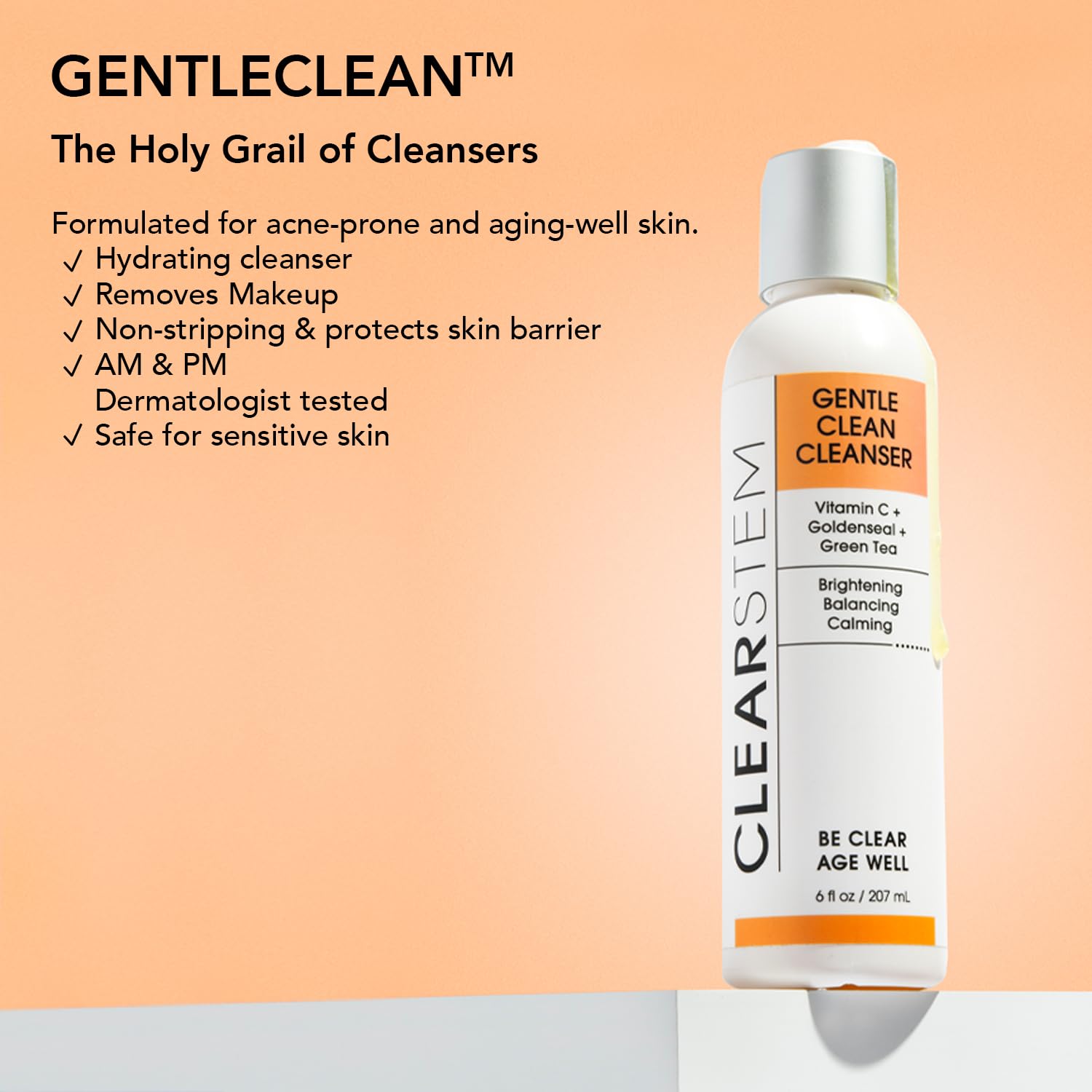 GentleClean Vitamin C Calming Cleanser and Makeup Remover 6 fl oz Vegan Cruelty Free - Image 5