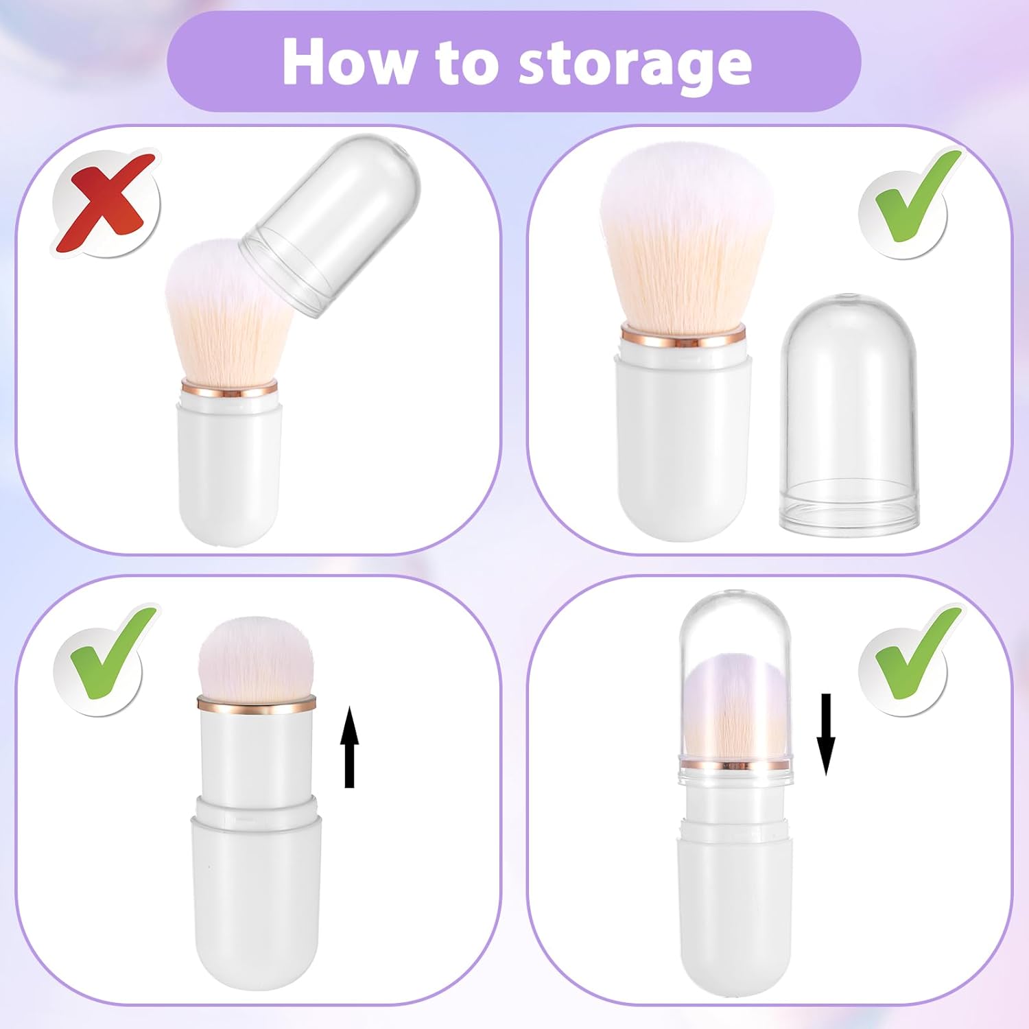 Cobee 4Pcs Portable Retractable Kabuki Makeup Brush Set with Protective Covers for Travel - Image 6