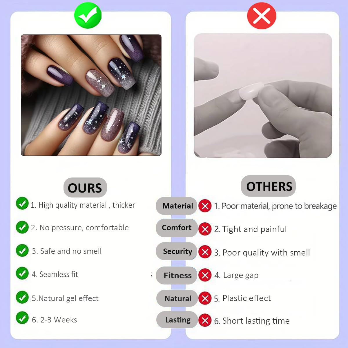 Medium Black Glitter Acrylic Coffin Press on Nails Full Cover Stick on - 24 pcs - Image 2