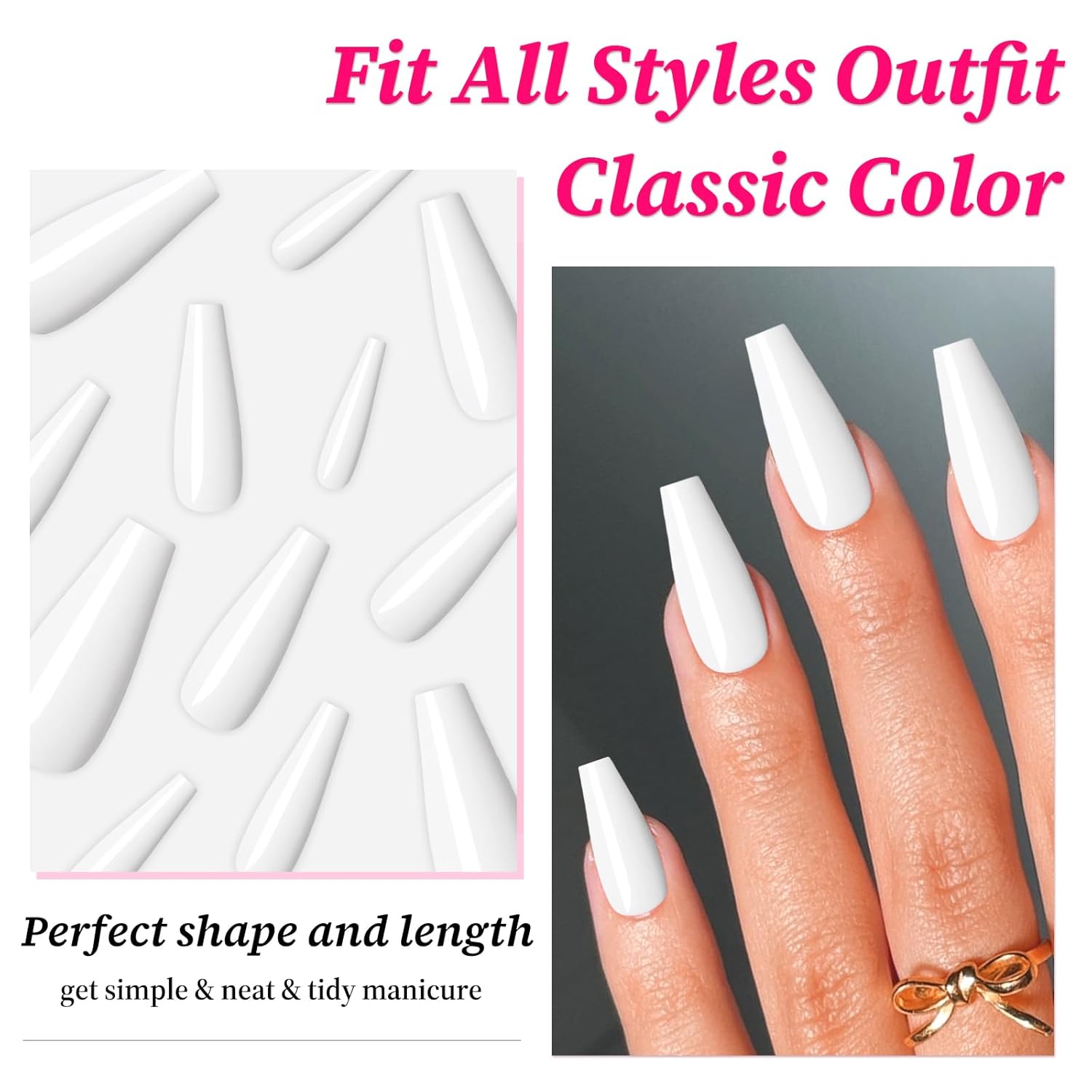 Long Ballerina Acrylic Nail Tips 100pc Colored Coffin Press On Nails for Women - Image 2