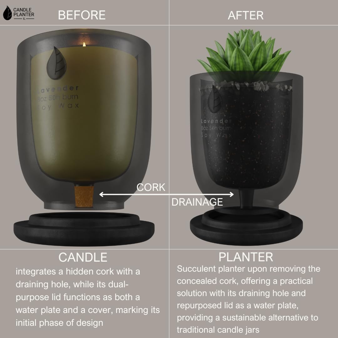 Concrete Cement Candle Planter with Aromatherapy Soy Candles - 8 Oz, 50-Hour Burn - Image 2