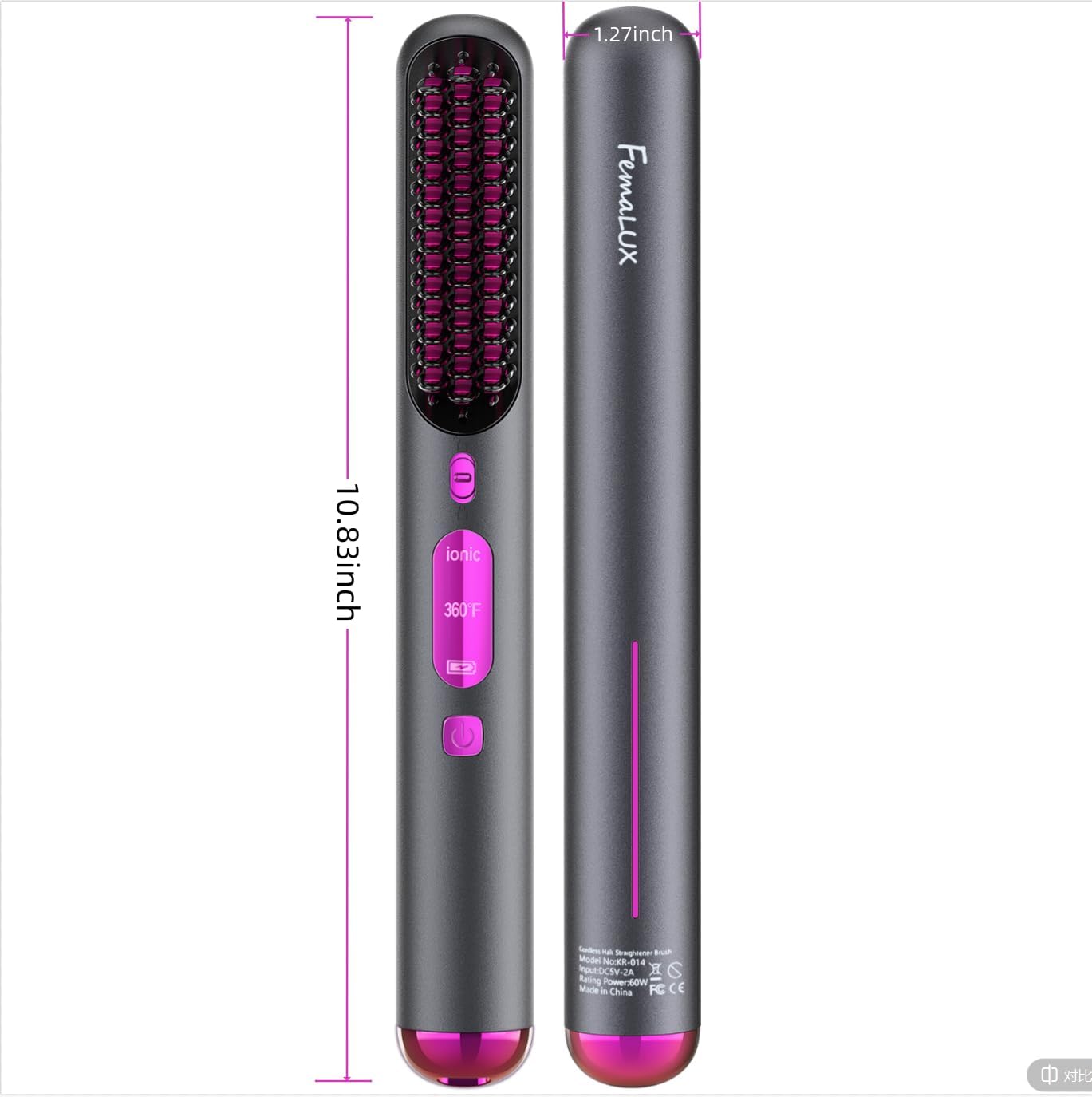 Portable Cordless Hair Straightener Brush for Women, Lightweight, 80min Battery Life, Fast Heating - Image 2