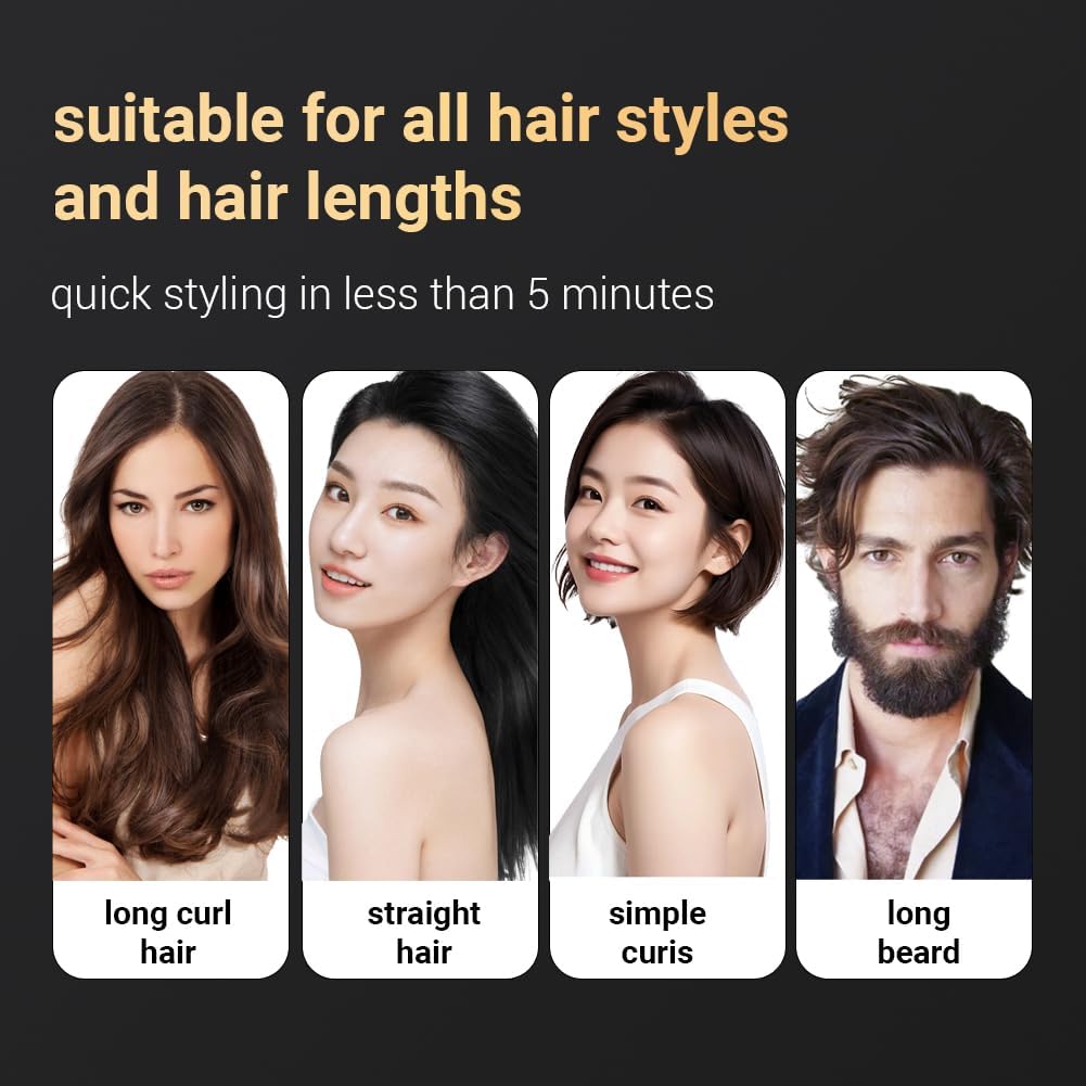 Portable Cordless Hair Straightener Brush, 30-Second Fast Heating, USB Rechargeable, White, Includes Travel Pouch - Image 5