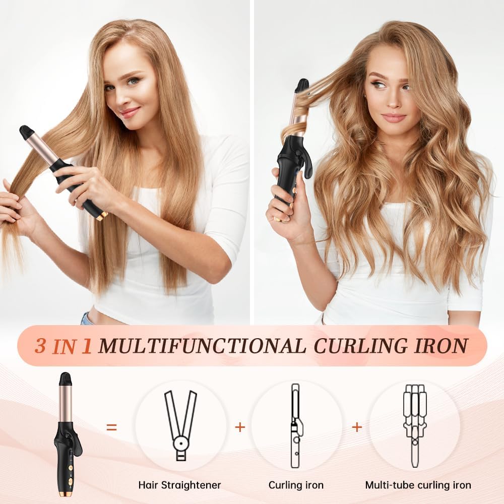 Rose Gold & Black 2-in-1 Cordless Rechargeable Curling Iron and Straightener, 4000mAh Battery - Image 2