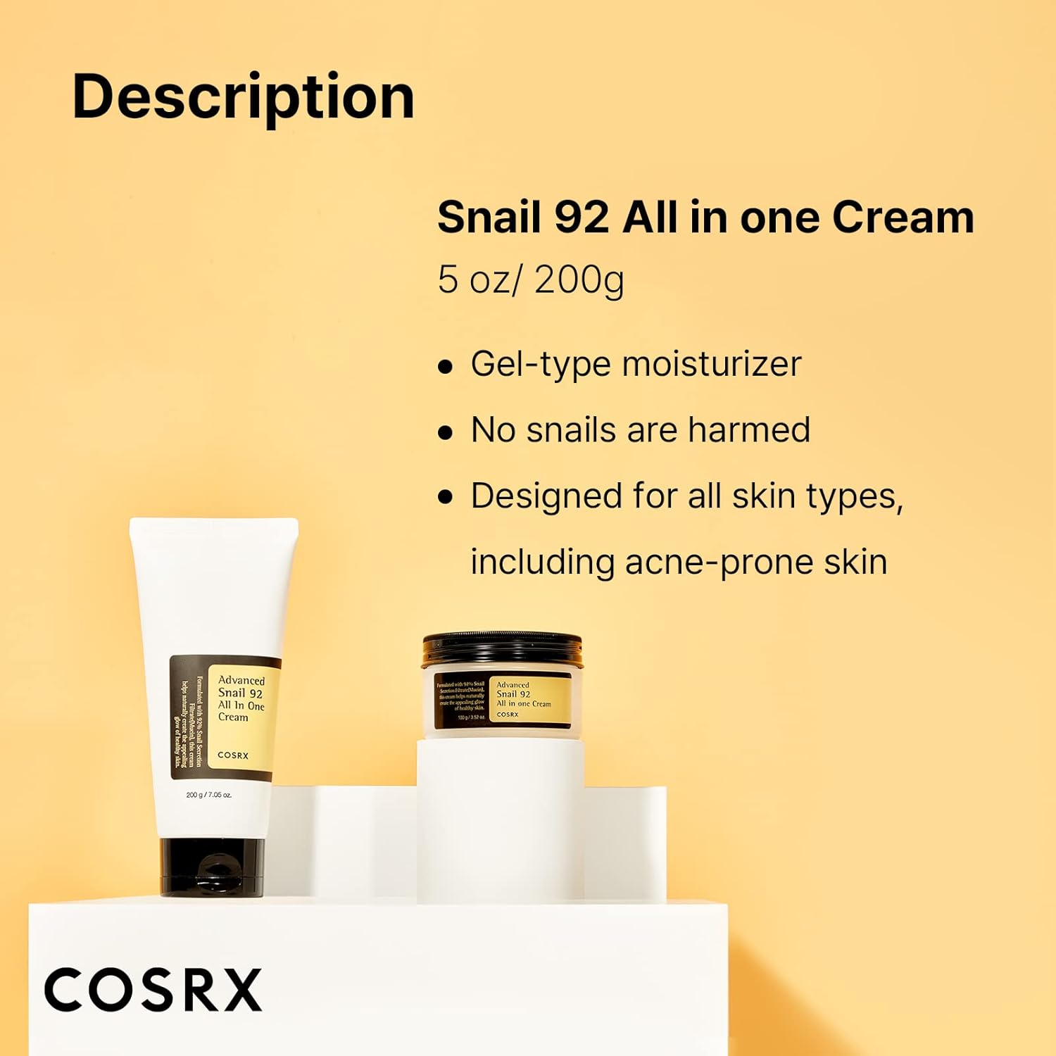 COSRX Advanced Snail 92% Moisturizing Cream Gel for Dry Sensitive Skin, 200g Tube - Image 7