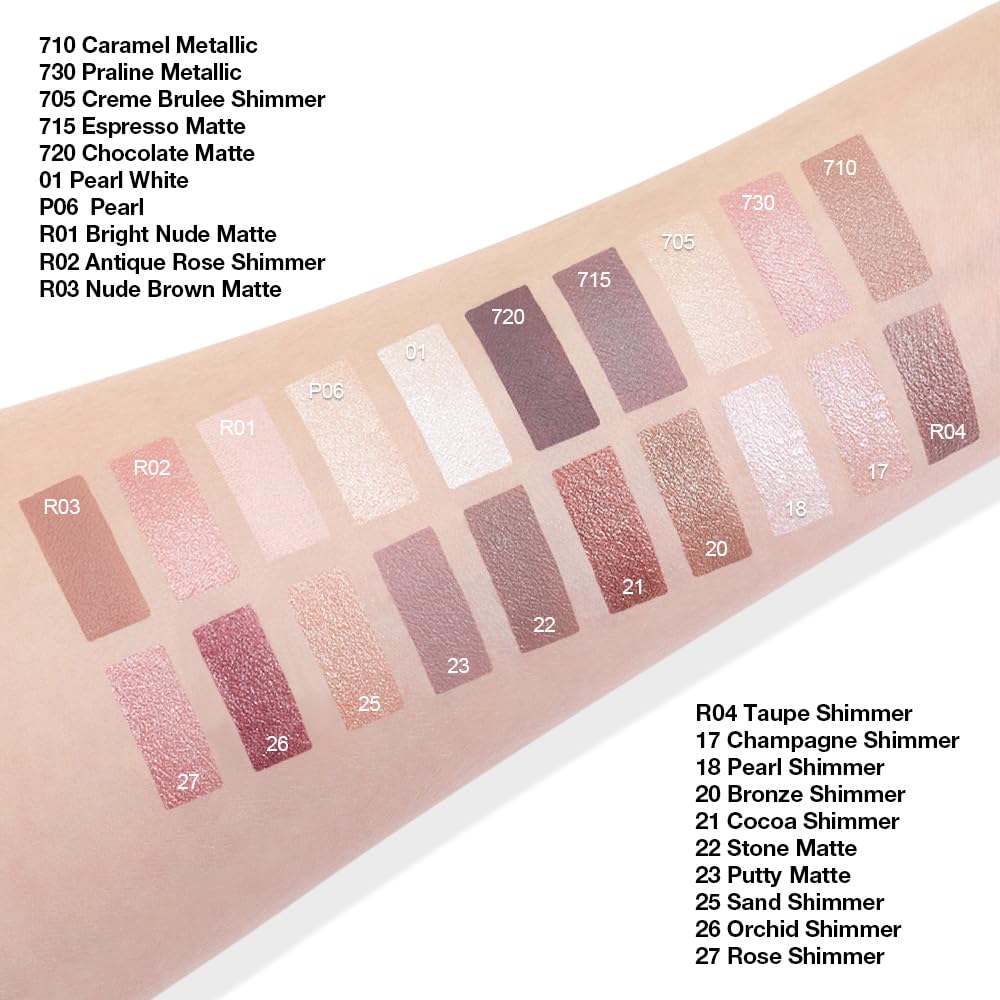 Antique Rose Shimmer Metallic Eyeshadow Palette for Mature Women, Cream Glitter Finish, Mini Size, Talc-Free - Image 6