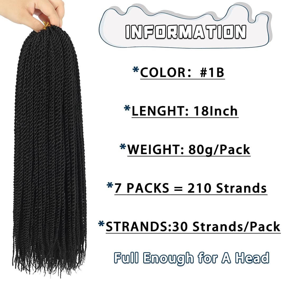 Ombre 18 Inch Crochet Senegalese Twist Braids Hair 7 Packs Pre Looped Black Brown - Image 2