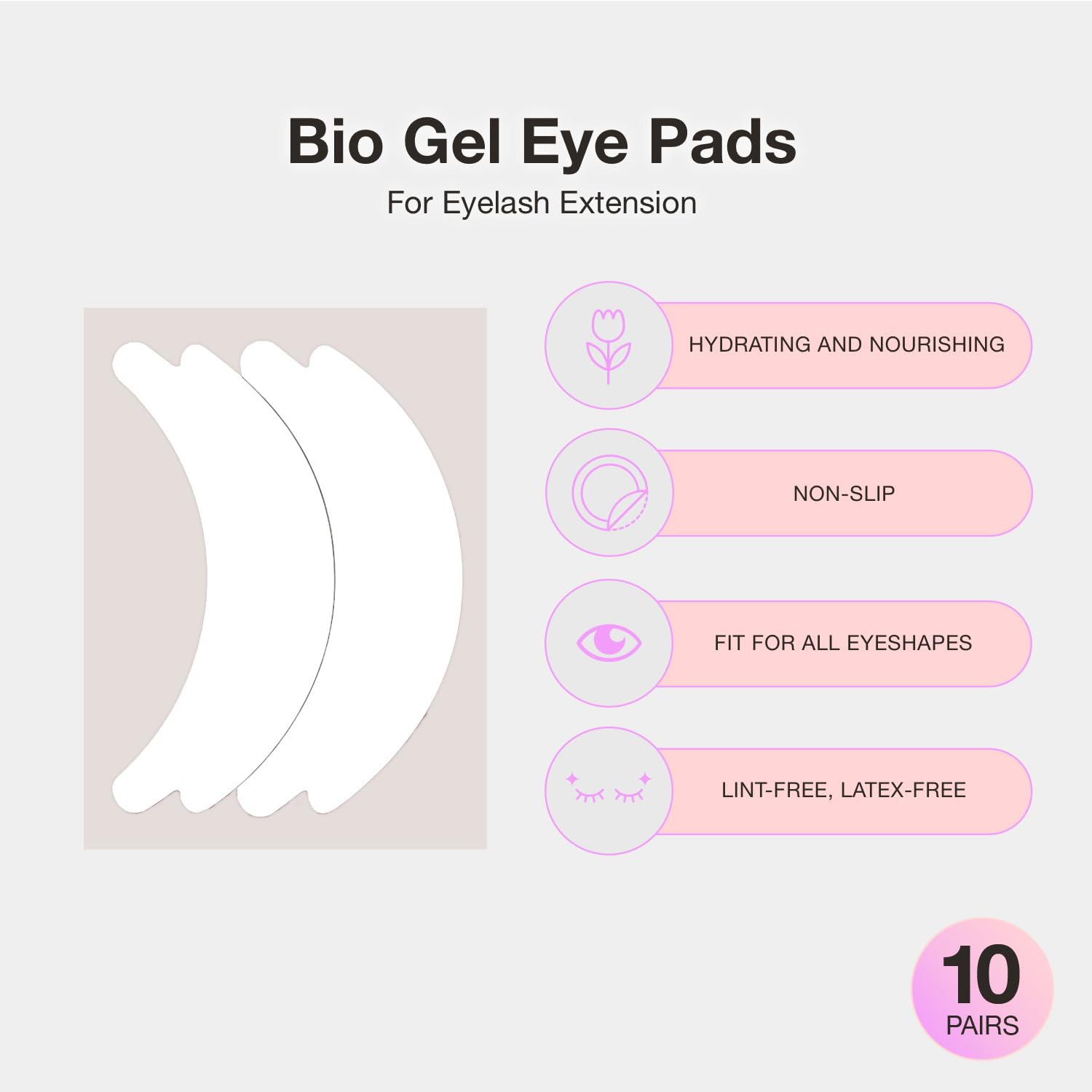 Curacoro Biogel Soft Eye Pads for Lash Extensions, Sensitive Skin, 10 Pairs - Image 2