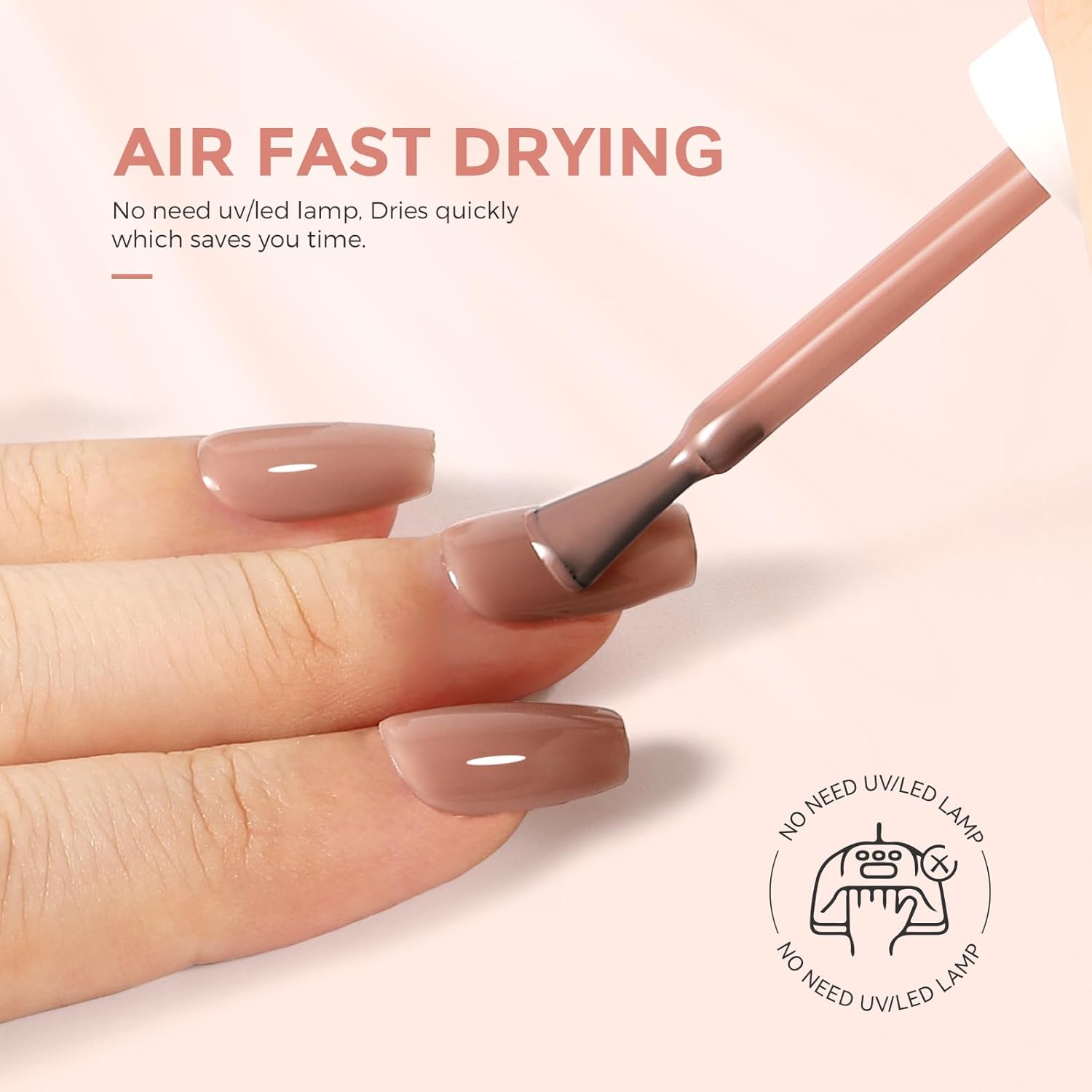 Quick Dry Deep Nude Nail Polish for Women, Air Drying Lacquer, 15ML Capacity - Image 3