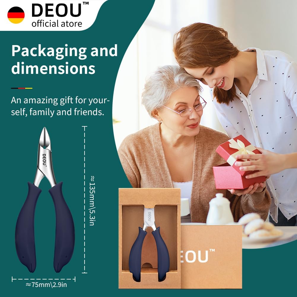 DEOU Heavy Duty Stainless Steel Nail Clippers for Thick Nails, Professional Pedicure Tool - Image 6