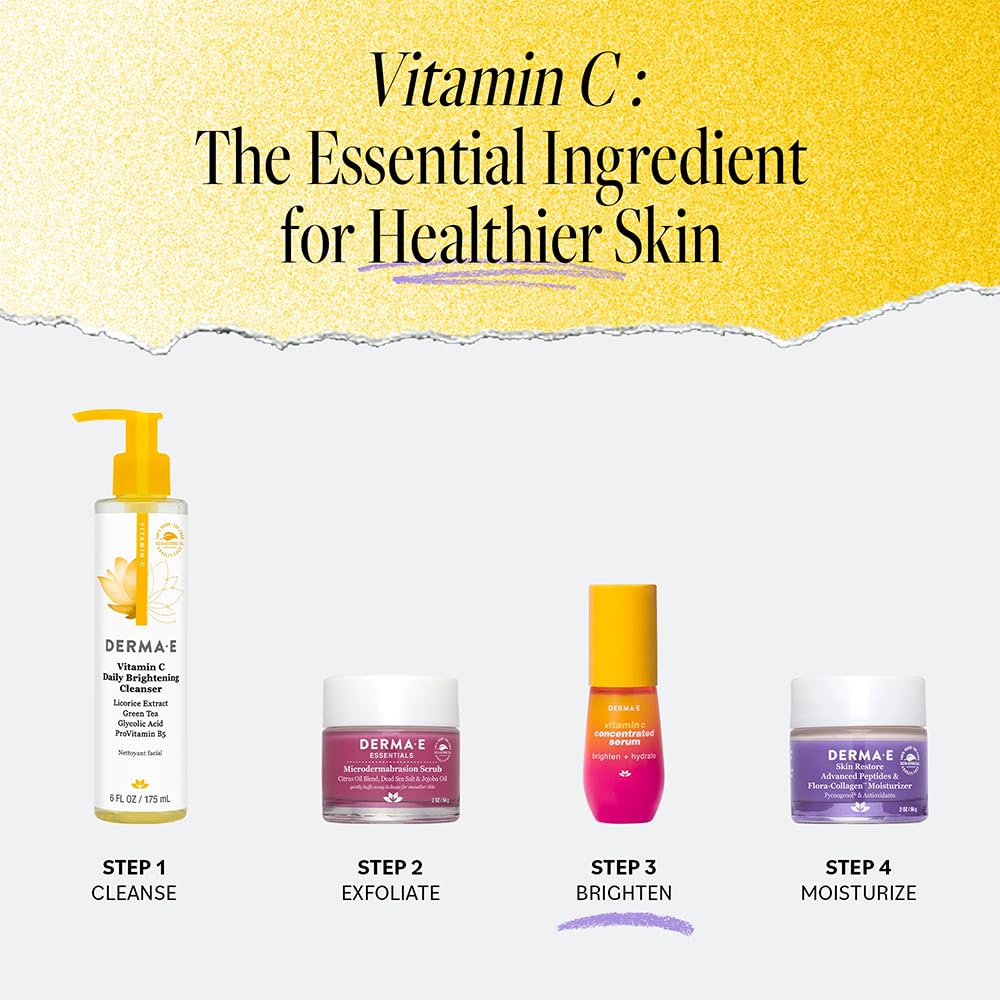 DERMA E Brightening Vitamin C Serum 1oz with Hyaluronic Acid and Aloe - Image 5