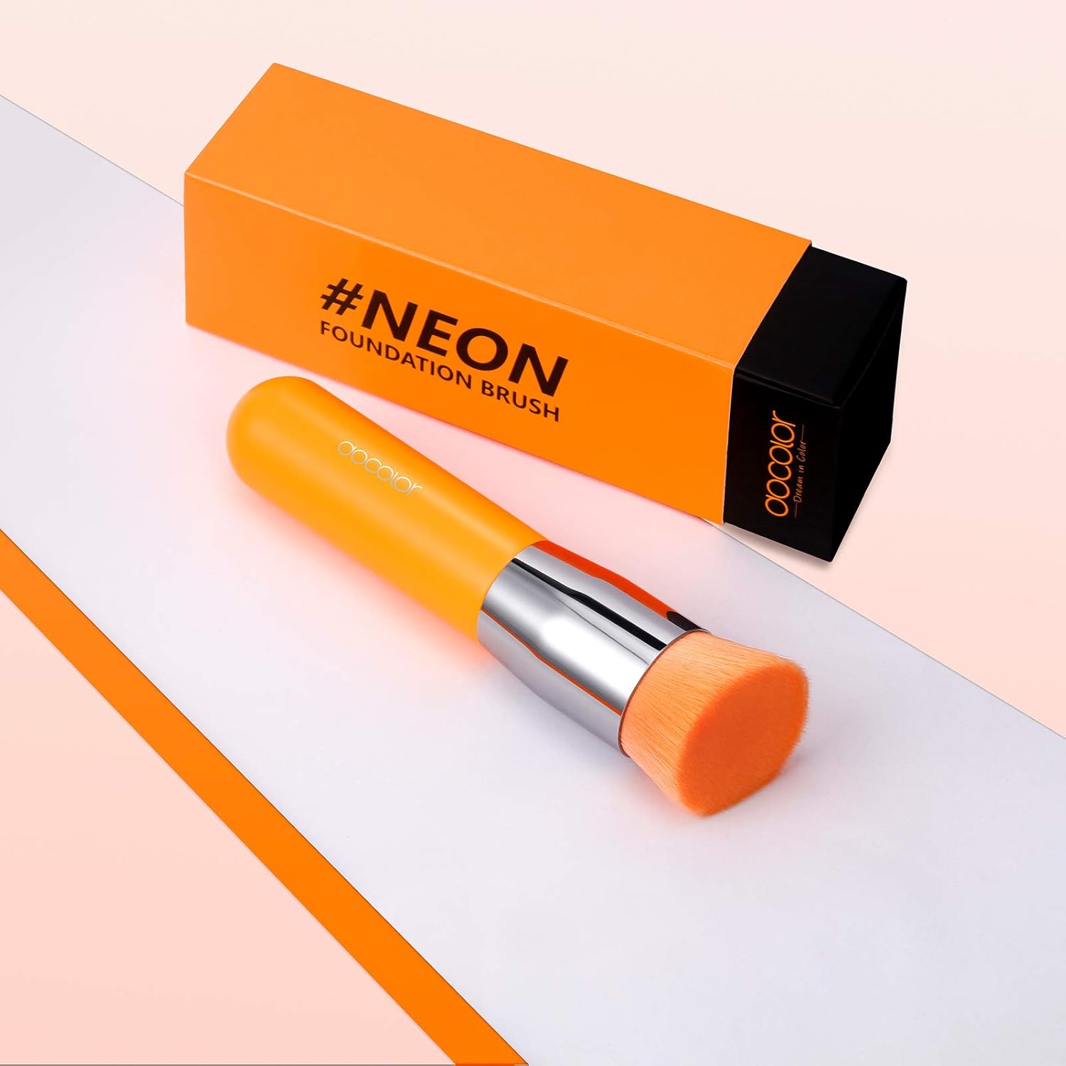 Docolor Neon Orange Angled Kabuki Foundation Brush for Liquid Cream Powder Makeup - Image 7