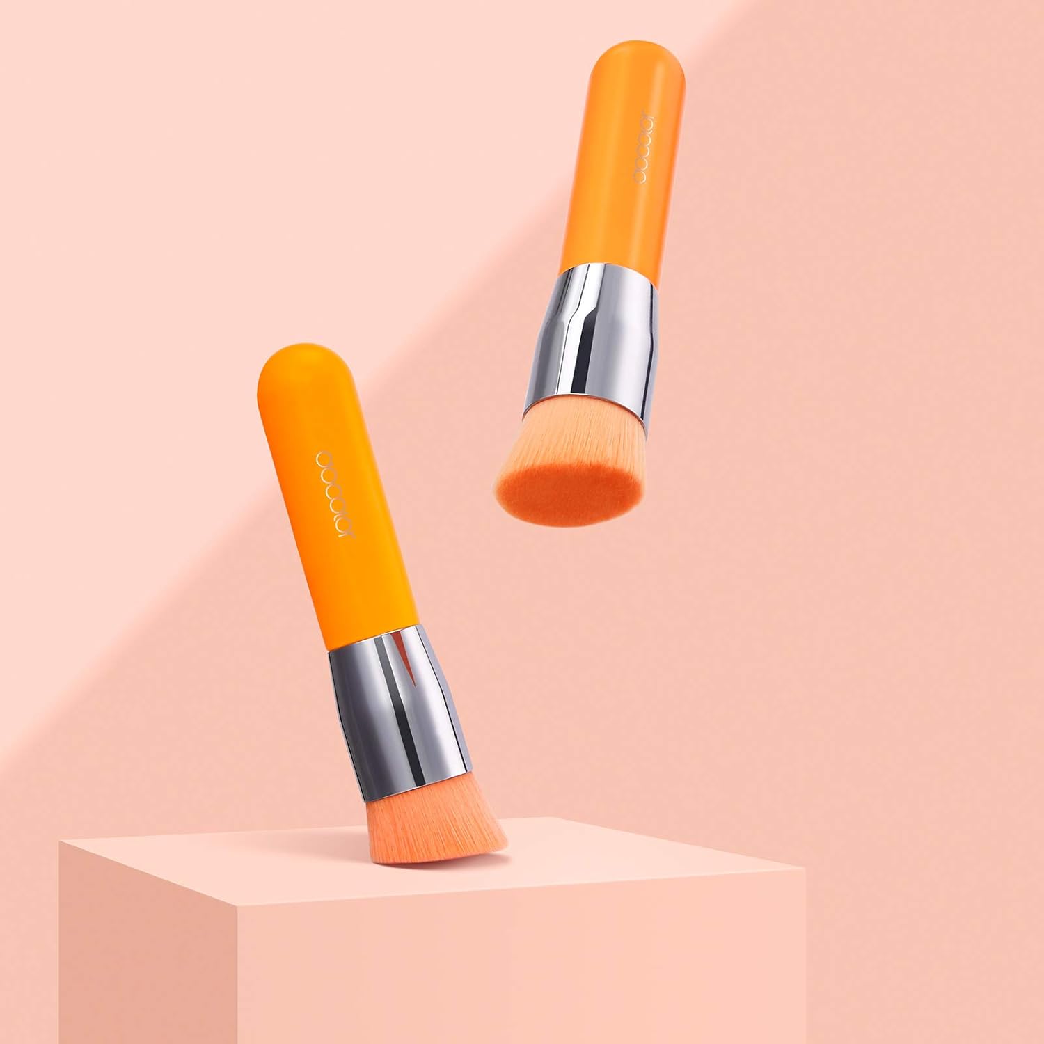 Docolor Neon Orange Angled Kabuki Foundation Brush for Liquid Cream Powder Makeup - Image 2