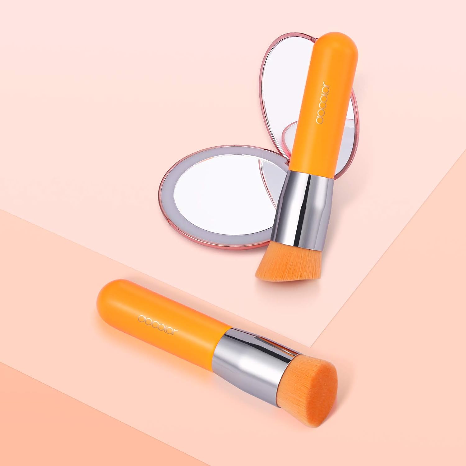 Docolor Neon Orange Angled Kabuki Foundation Brush for Liquid Cream Powder Makeup - Image 5