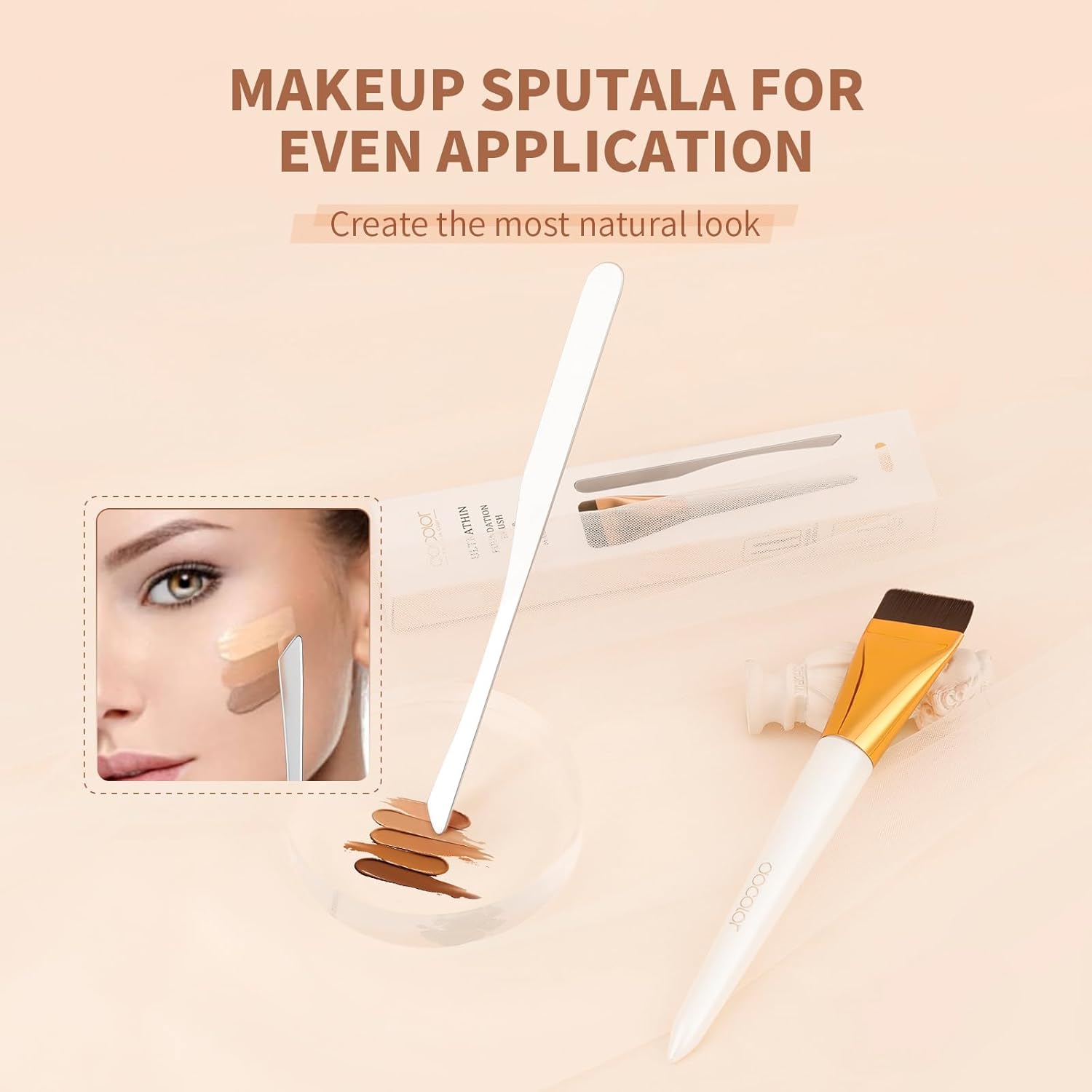 Docolor 2-Piece Foundation Brush and Makeup Spatula Set for Cream Liquid Makeup - Image 4