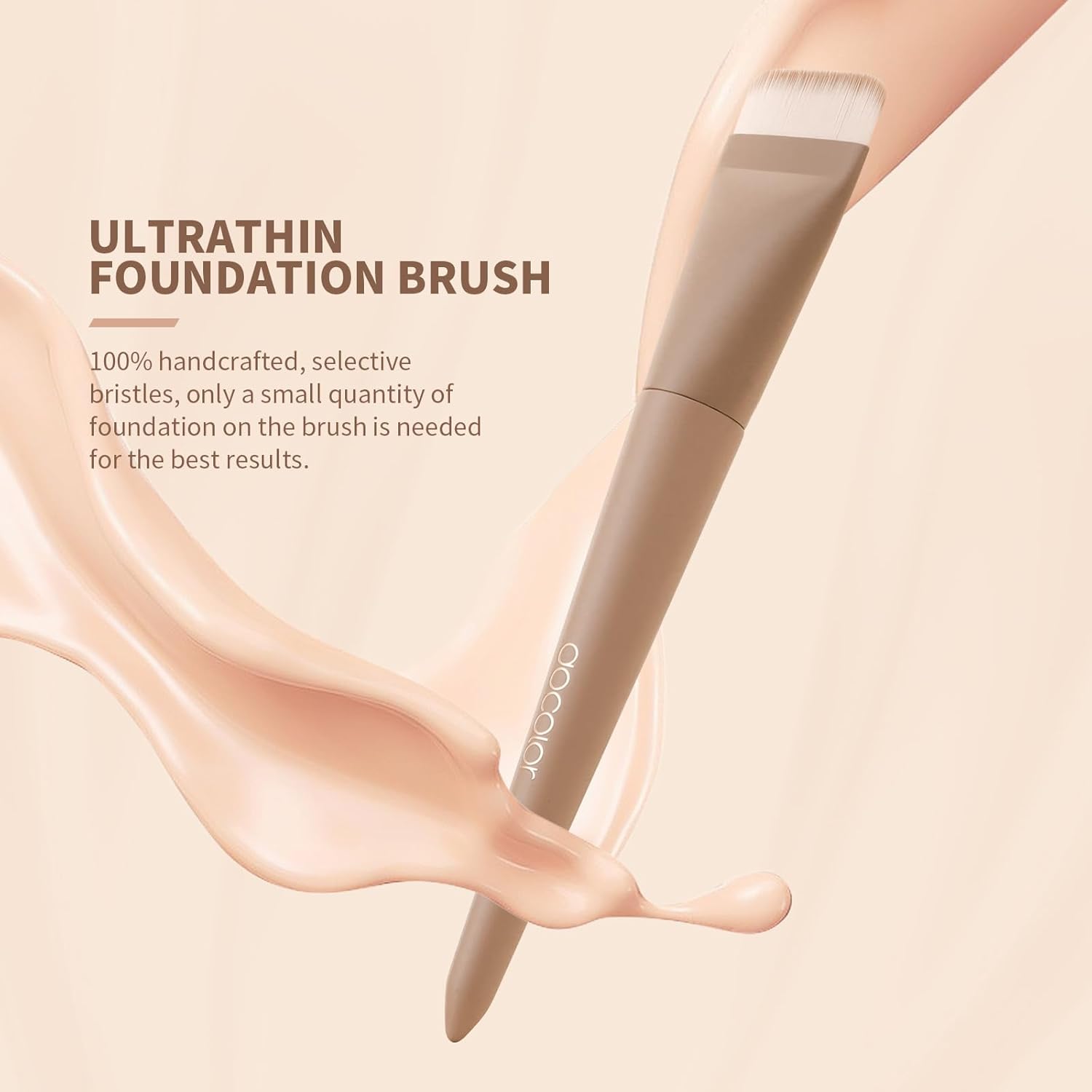 Docolor Flat Foundation Brush for Liquid Makeup, Premium Blending Tool in Khaki - Image 3