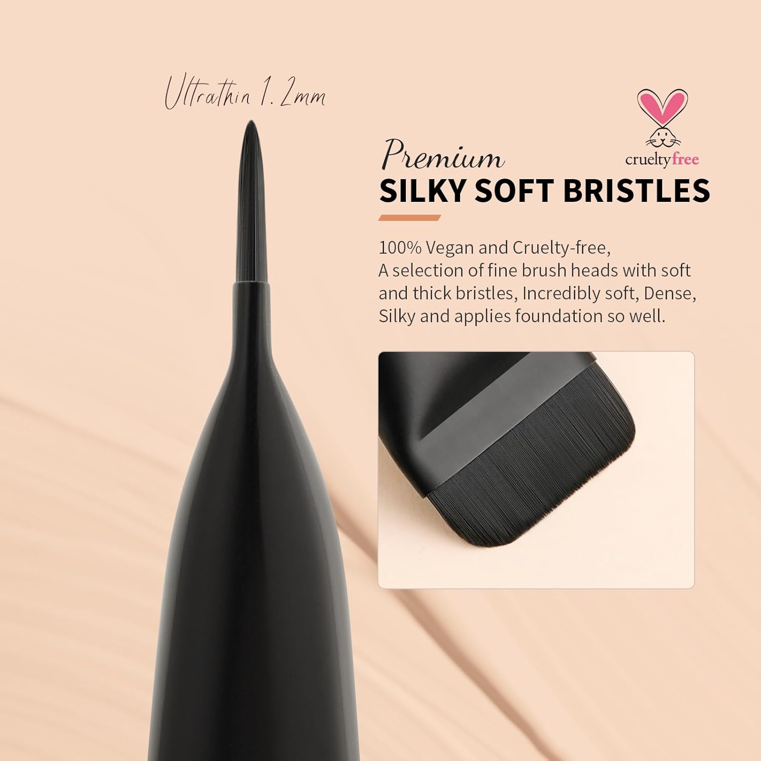 Docolor Ultra Thin Flat Foundation Brush for Liquid Makeup Blending Black - Image 3