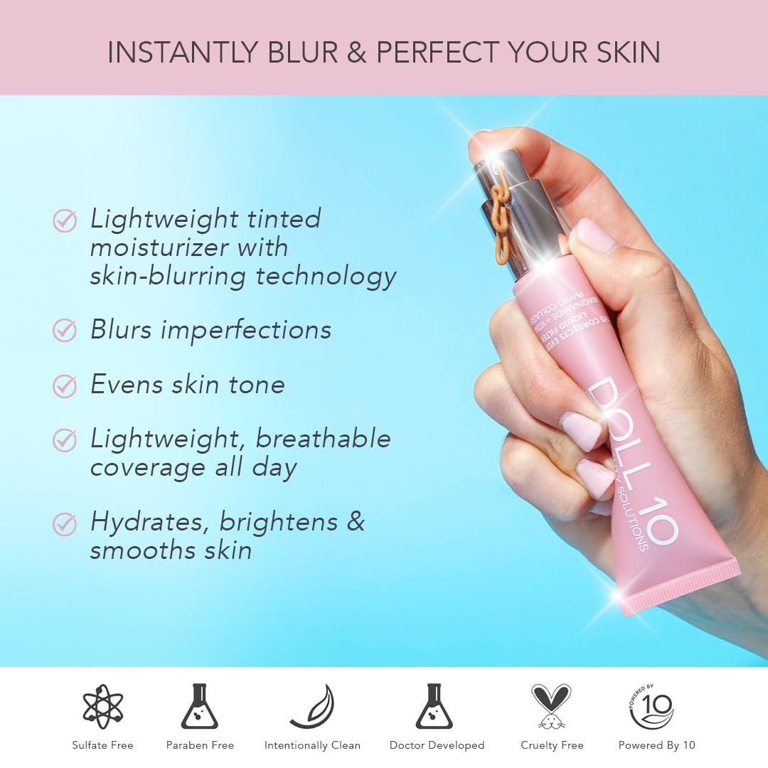 Doll 10 TCE Liquid Filter Lightweight Tinted CC Cream Foundation Moisturizer 30ml Vegan - Image 2