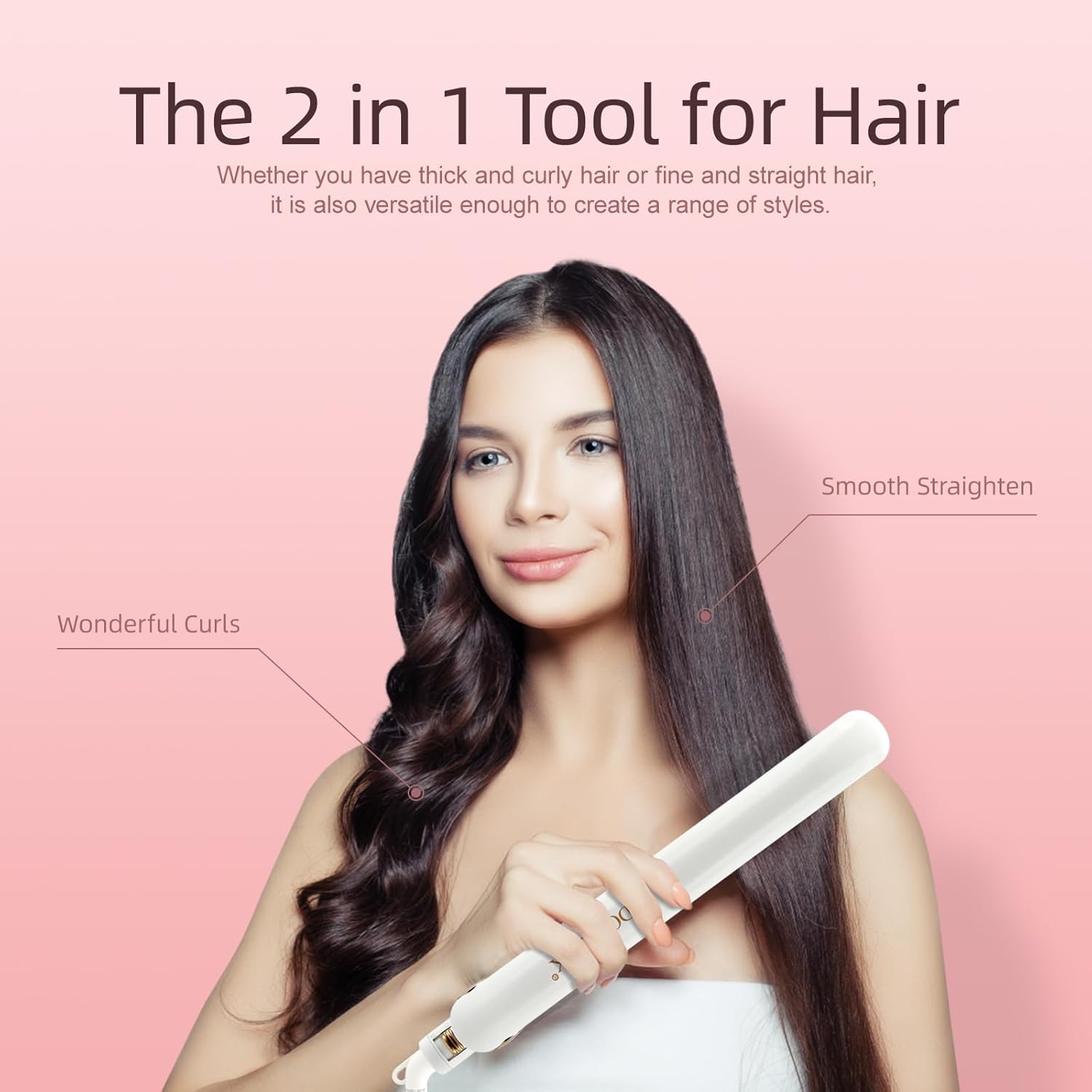DORISILK 1 Inch Ceramic Flat Iron 450 Degree 2-in-1 Hair Straightener Curler White - Image 6
