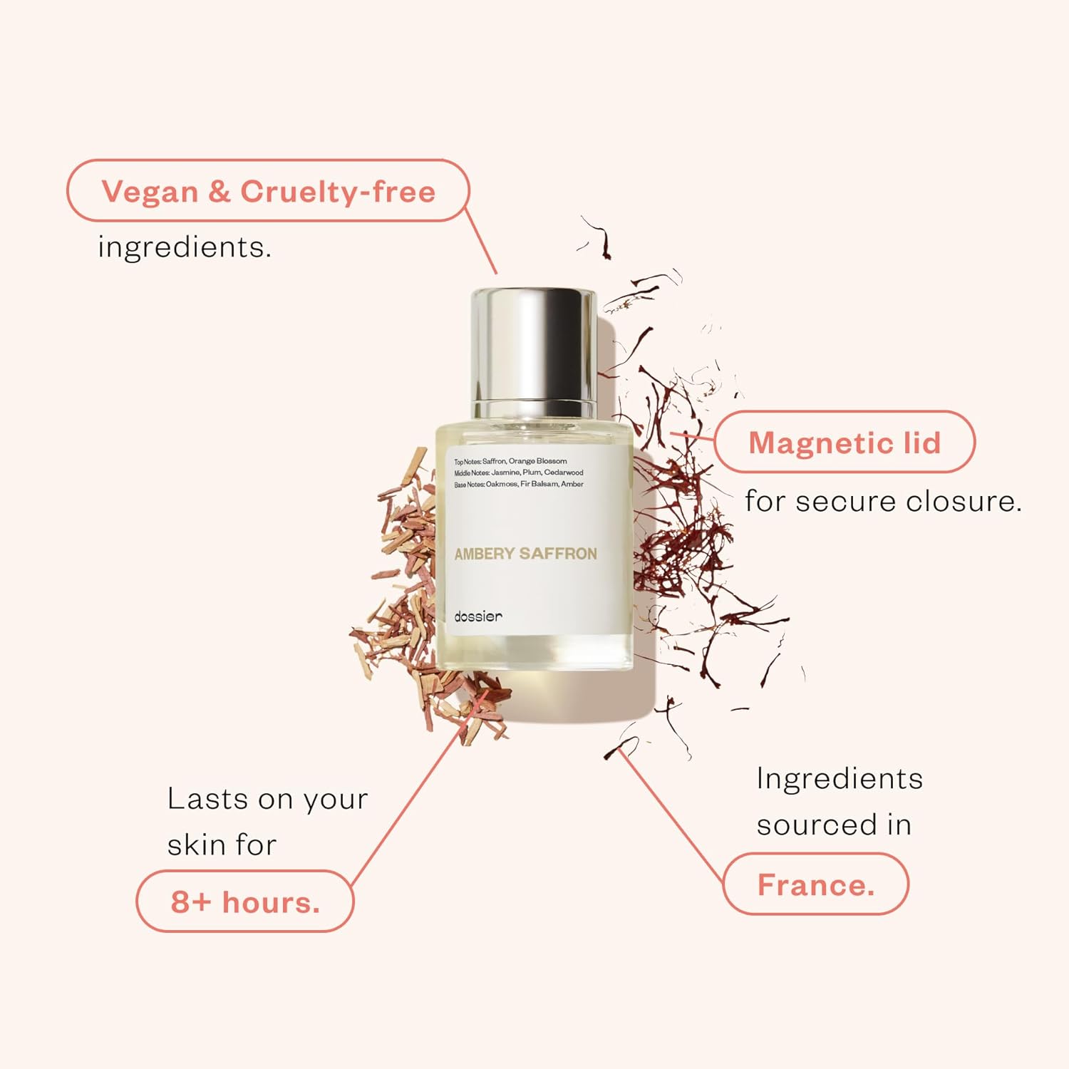 Dossier Ambery Saffron Eau de Parfum 1.7 Fl Oz Vegan Unisex Fragrance - Image 2