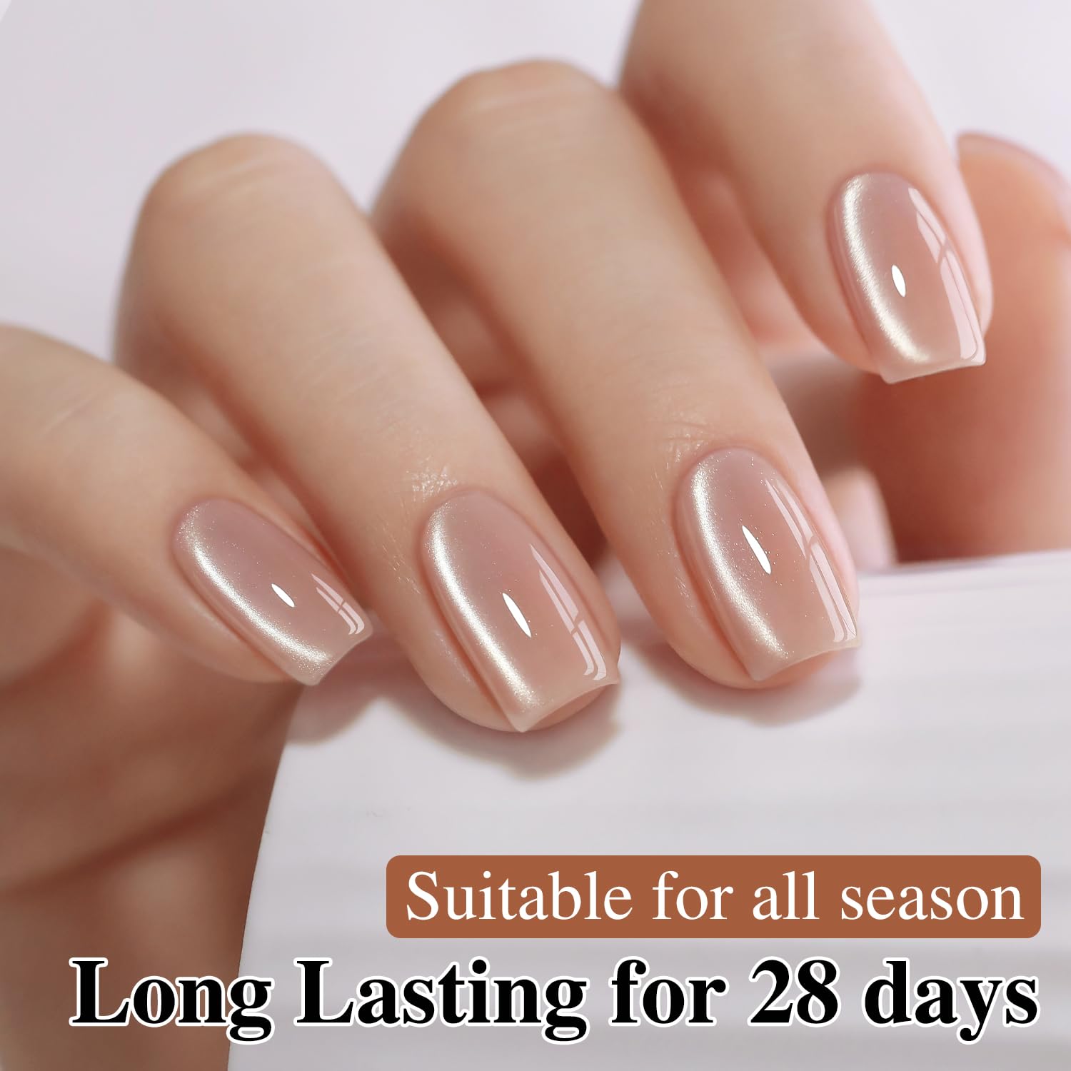 Double Rhythm 0.5 Oz Nude Holographic Glitter Cat Eye Gel Polish with Magnet - Image 10